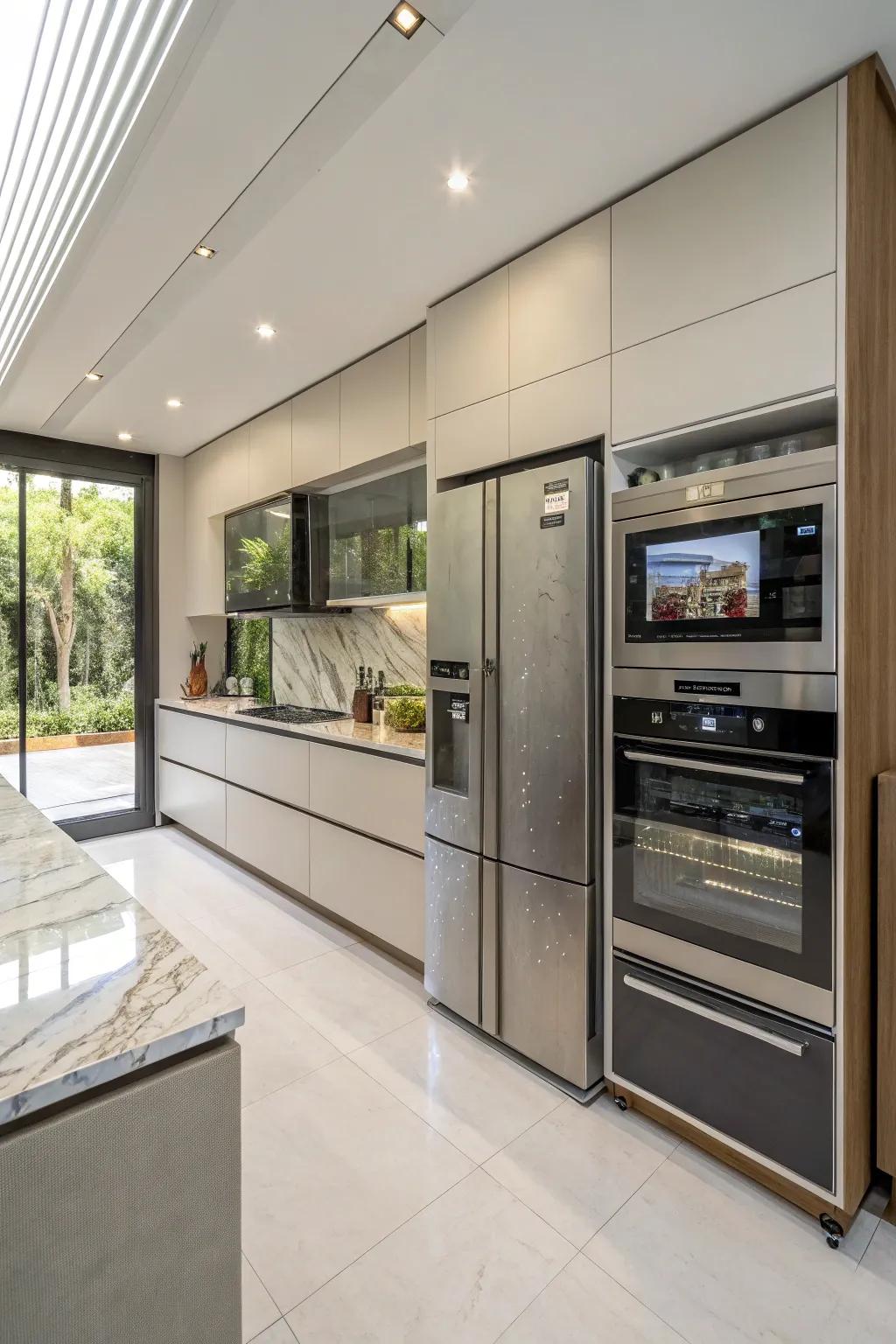 Smart technology elevates the functionality of a contemporary kitchen.