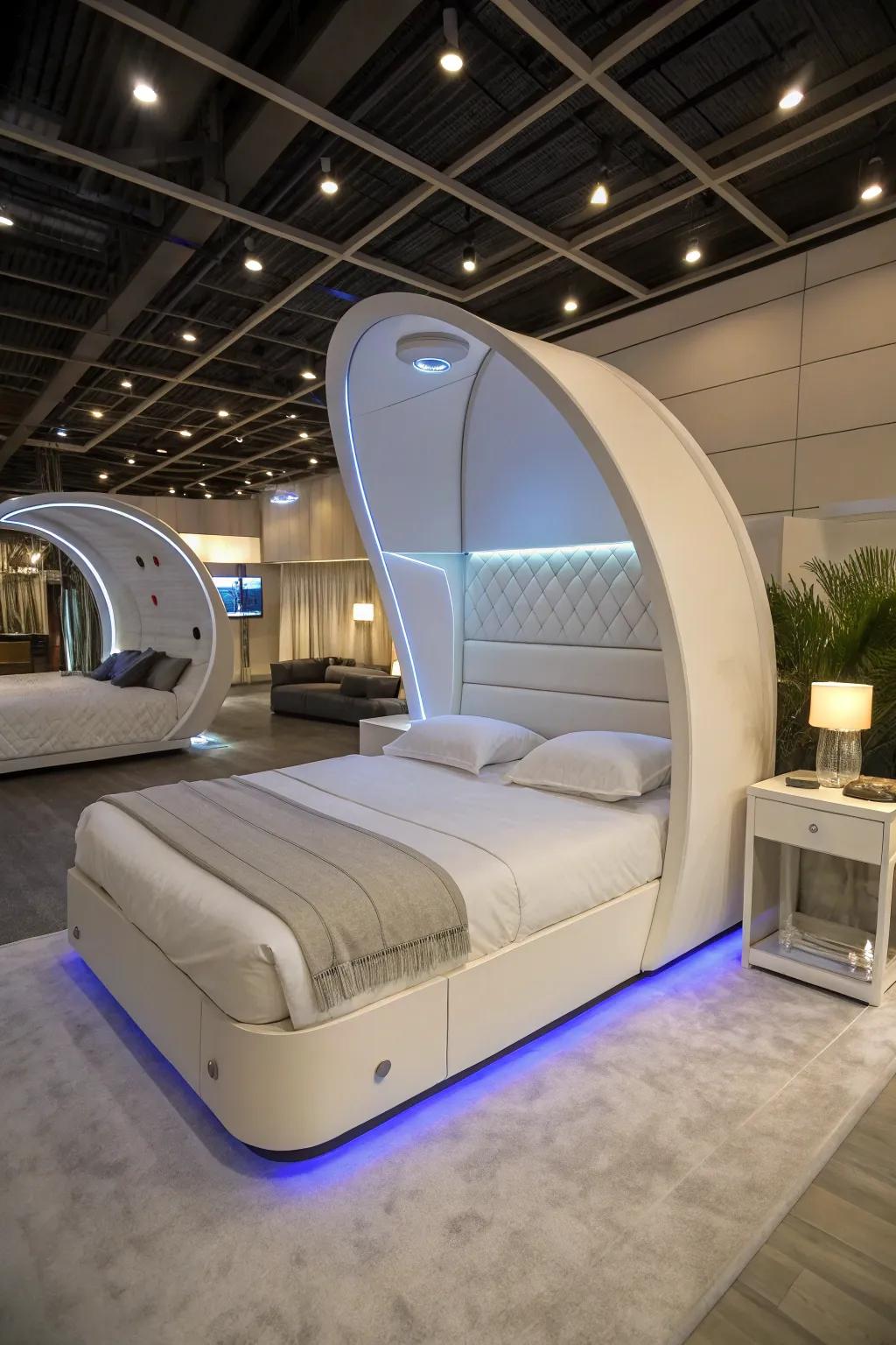 A calm pod provides a peaceful space for rest and meditation.