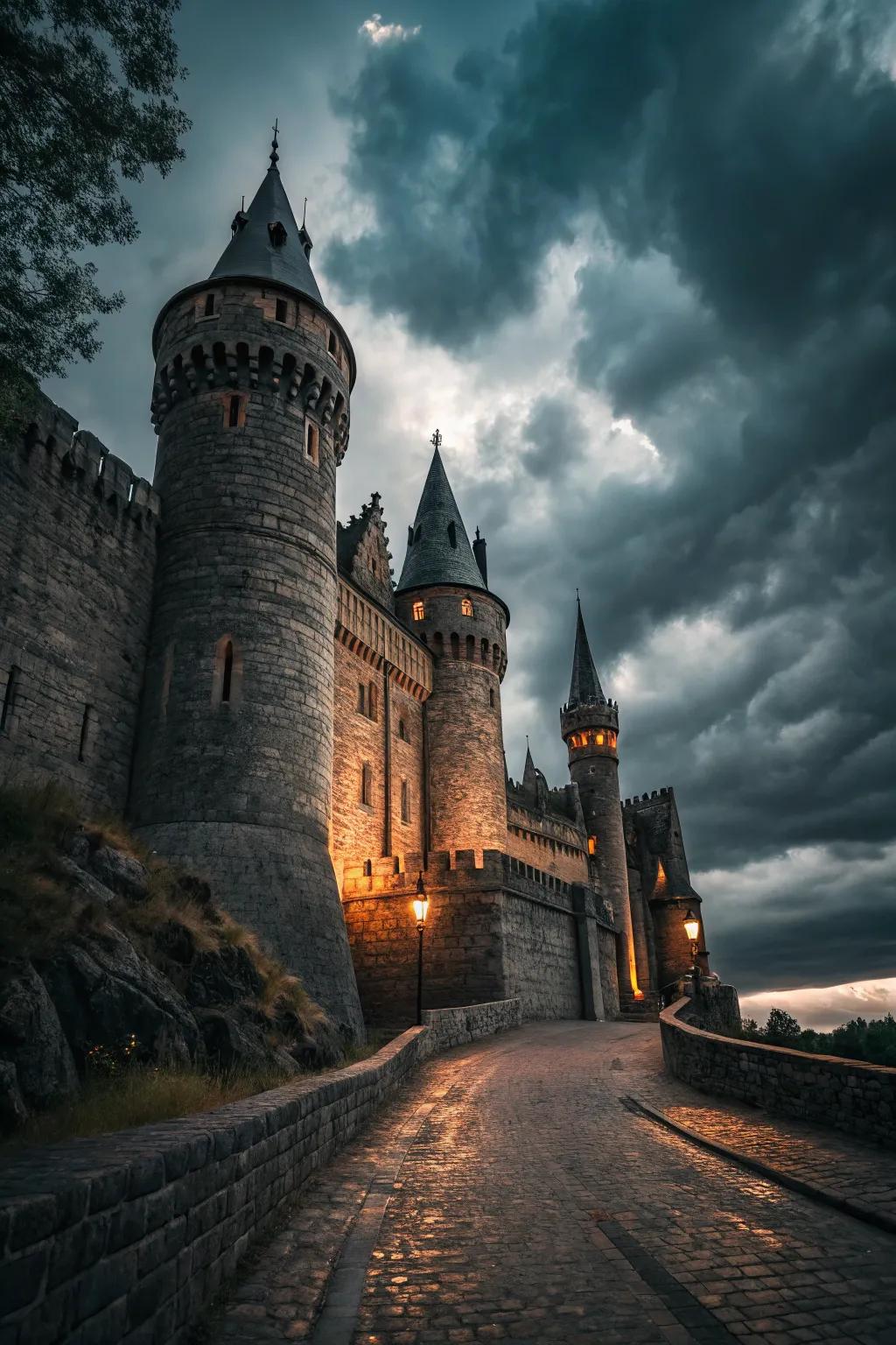 Embrace the mystery of a shadowy fortress.