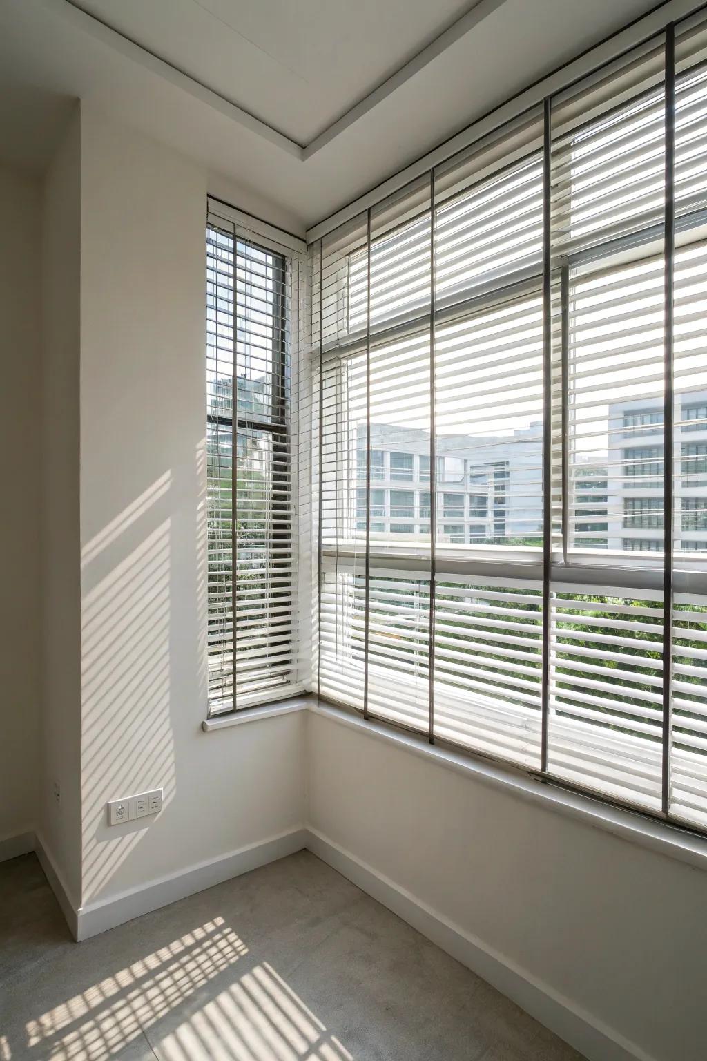 Venetian blinds for a minimalist aesthetic.