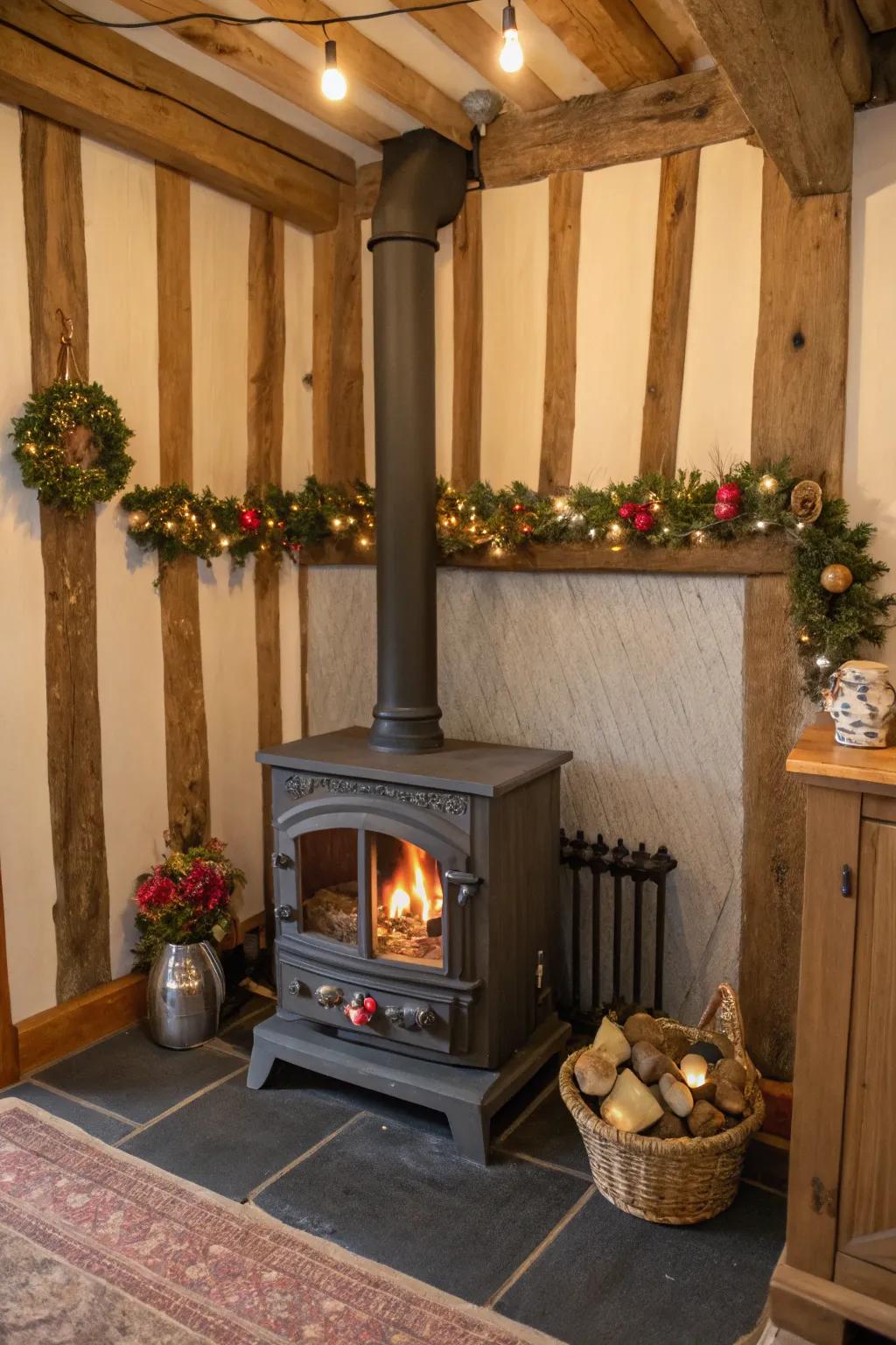 A quaint mantel infuses a homely emotion into your appliance.