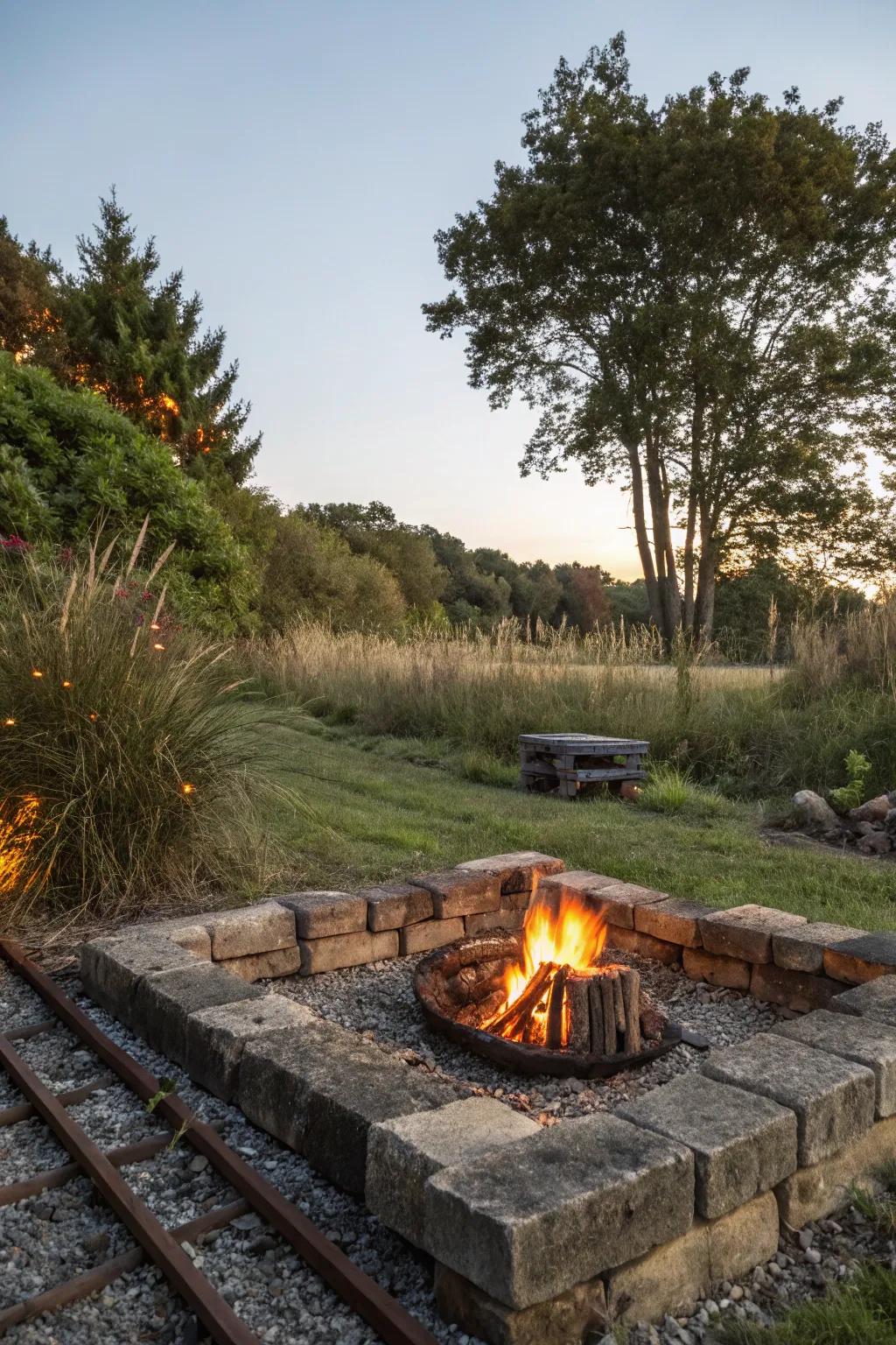 Railway ties offer a robust and simple foundation for your fire pit.