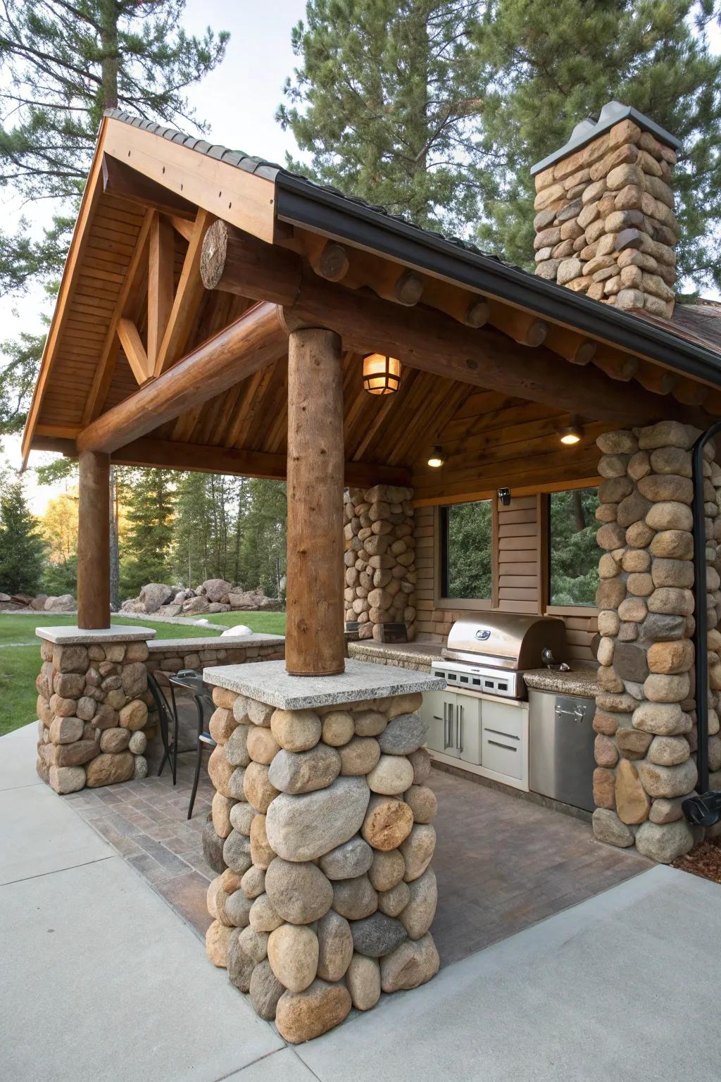 A rustic cabin style refuge bestowing a snug, hideaway-esque sensation.