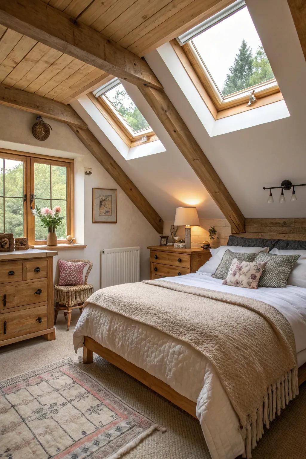 Roof windows promote spaciousness and light.