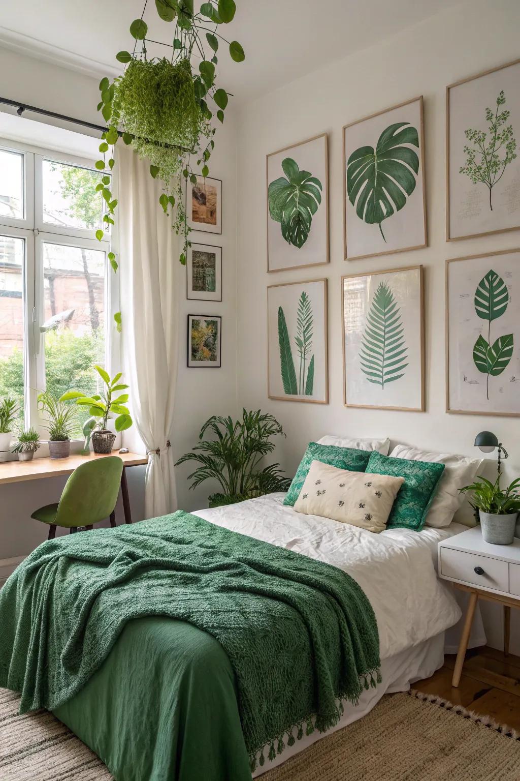 With a cohesive theme, plant-themed décor brings your room together.