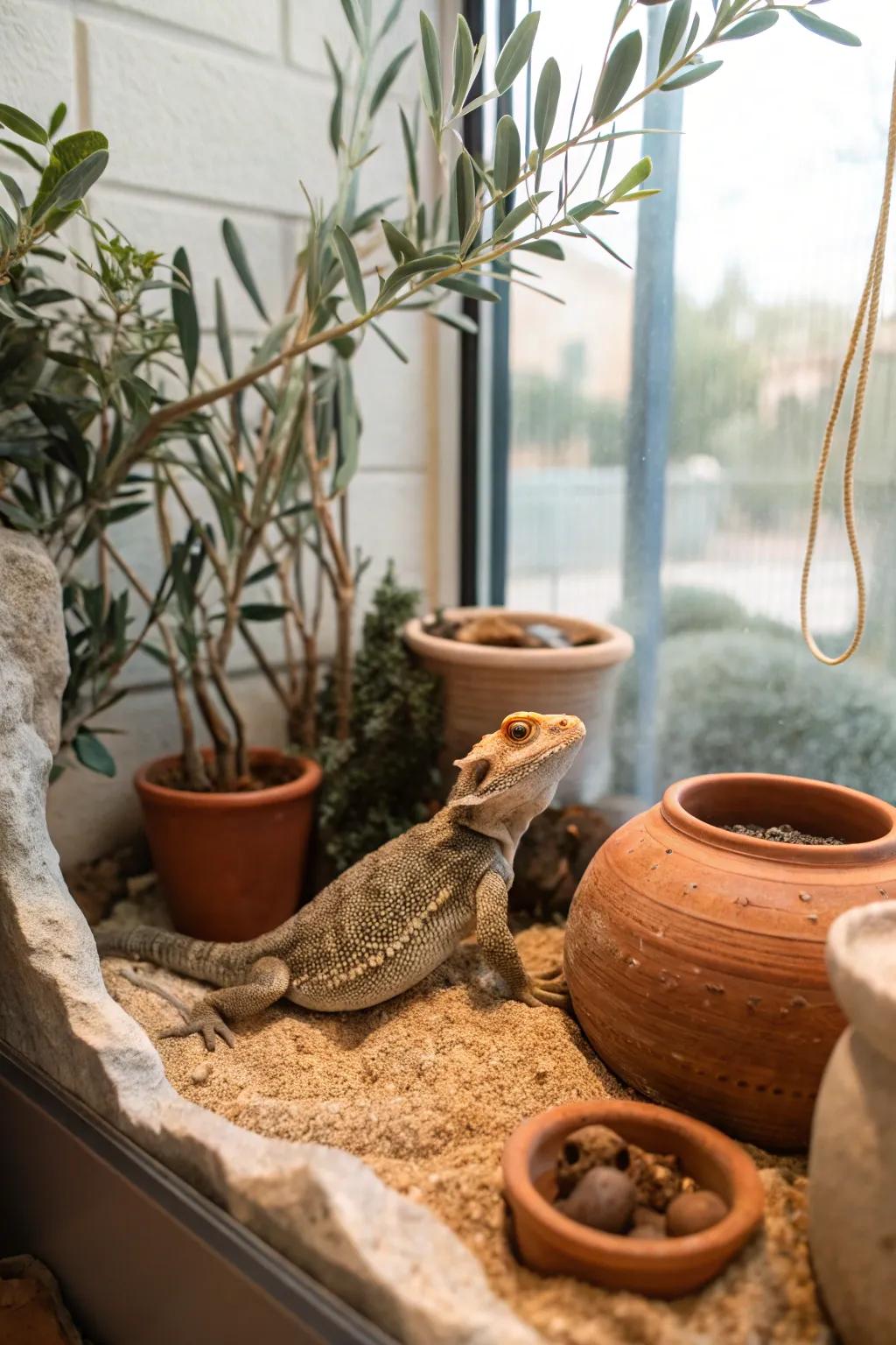 A Mediterranean-themed habitat offering a warm and sunny escape.