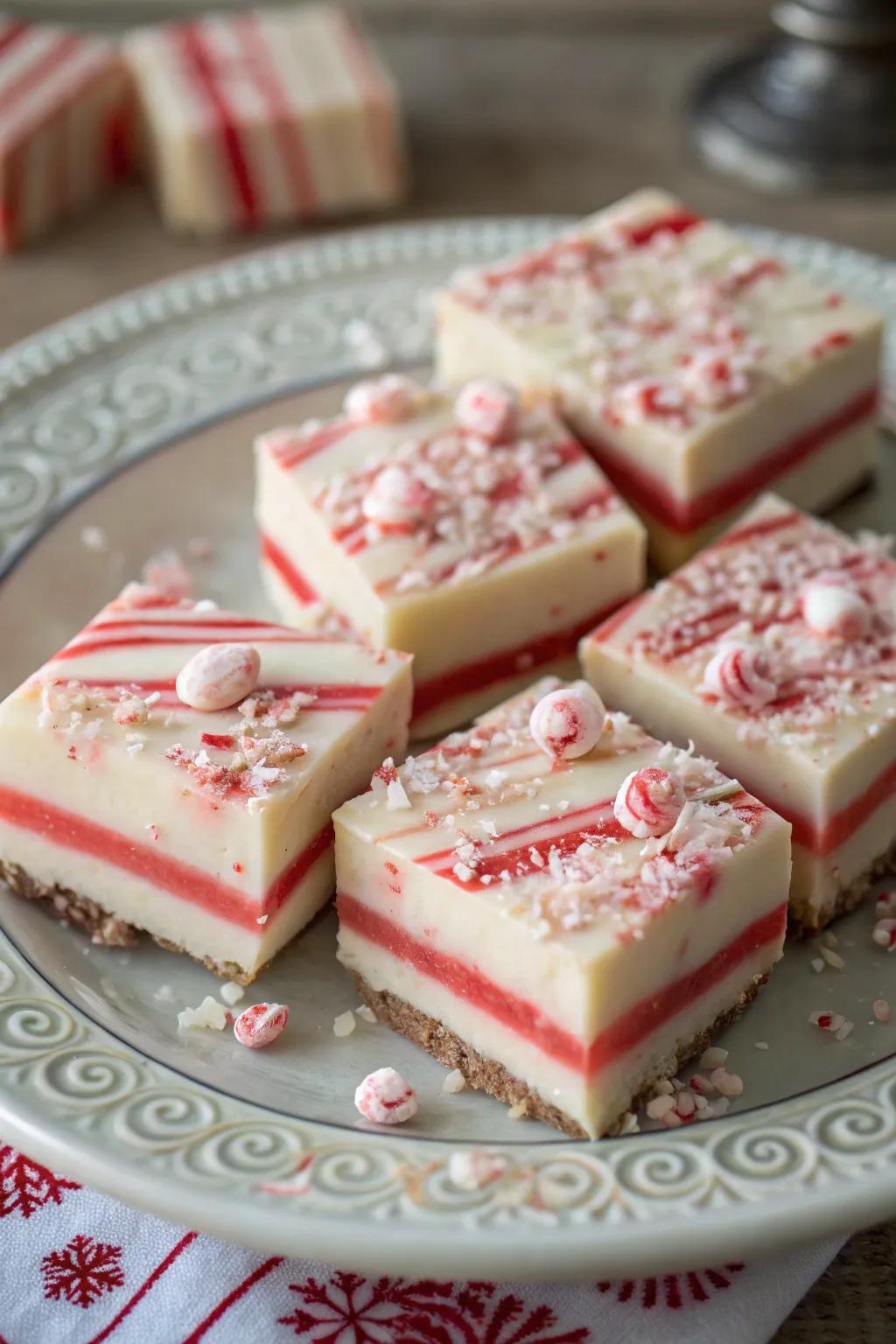 Indulgent striped sweet fondant, a holiday favorite.