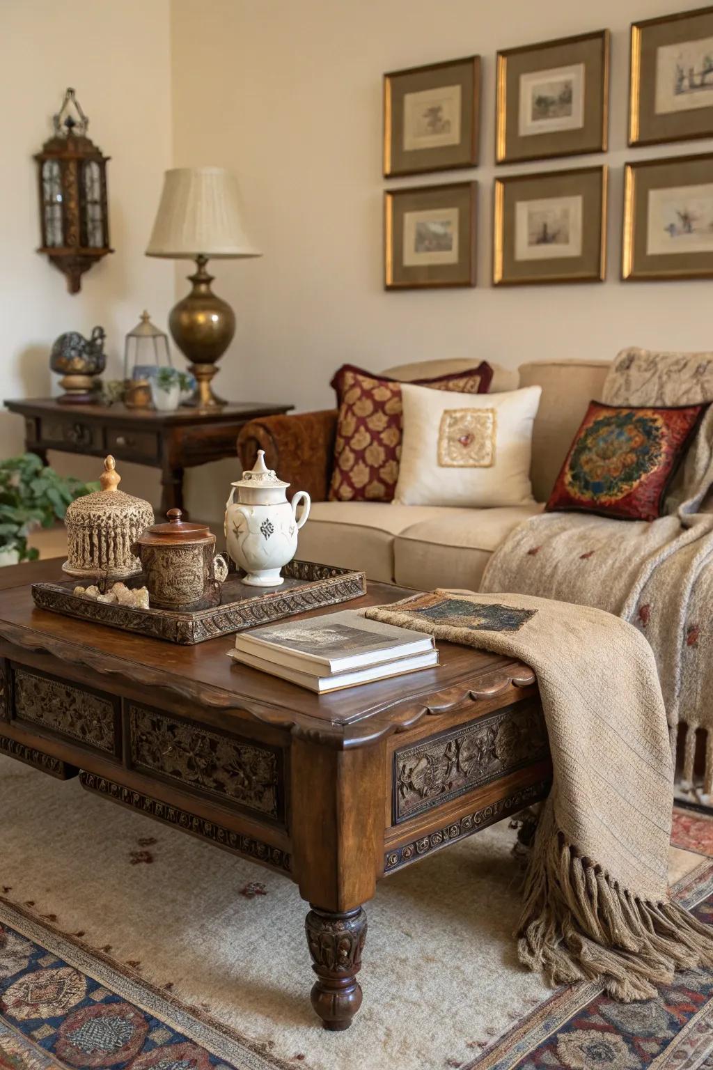 Distinction and charm to your living room by vintage finds.