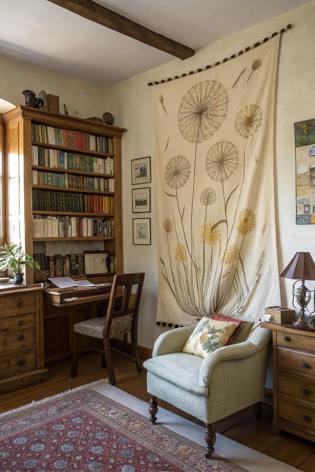 Tapestry art adds warmth and texture to any room.