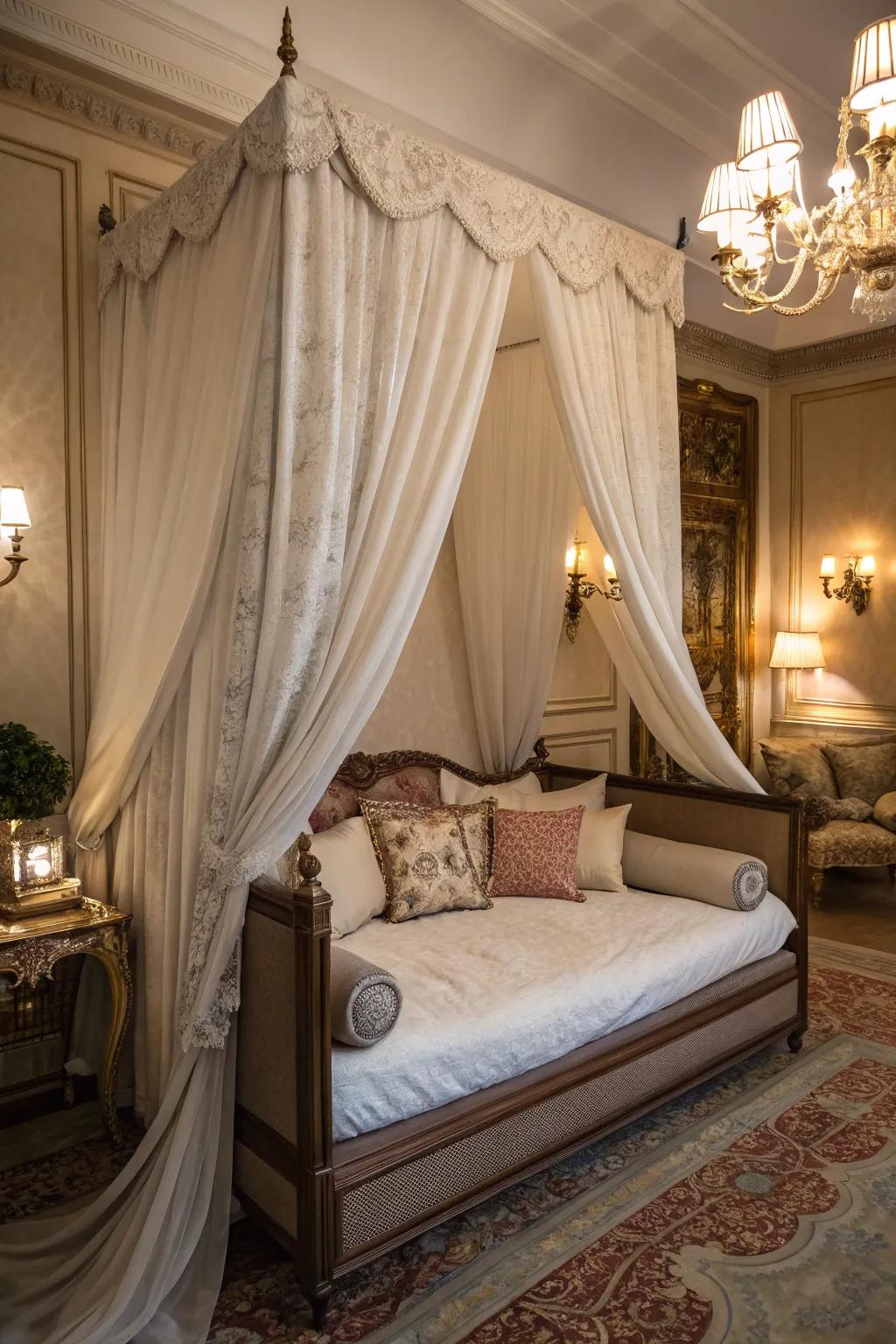 Daybed featuring a stylish canopy for privacy