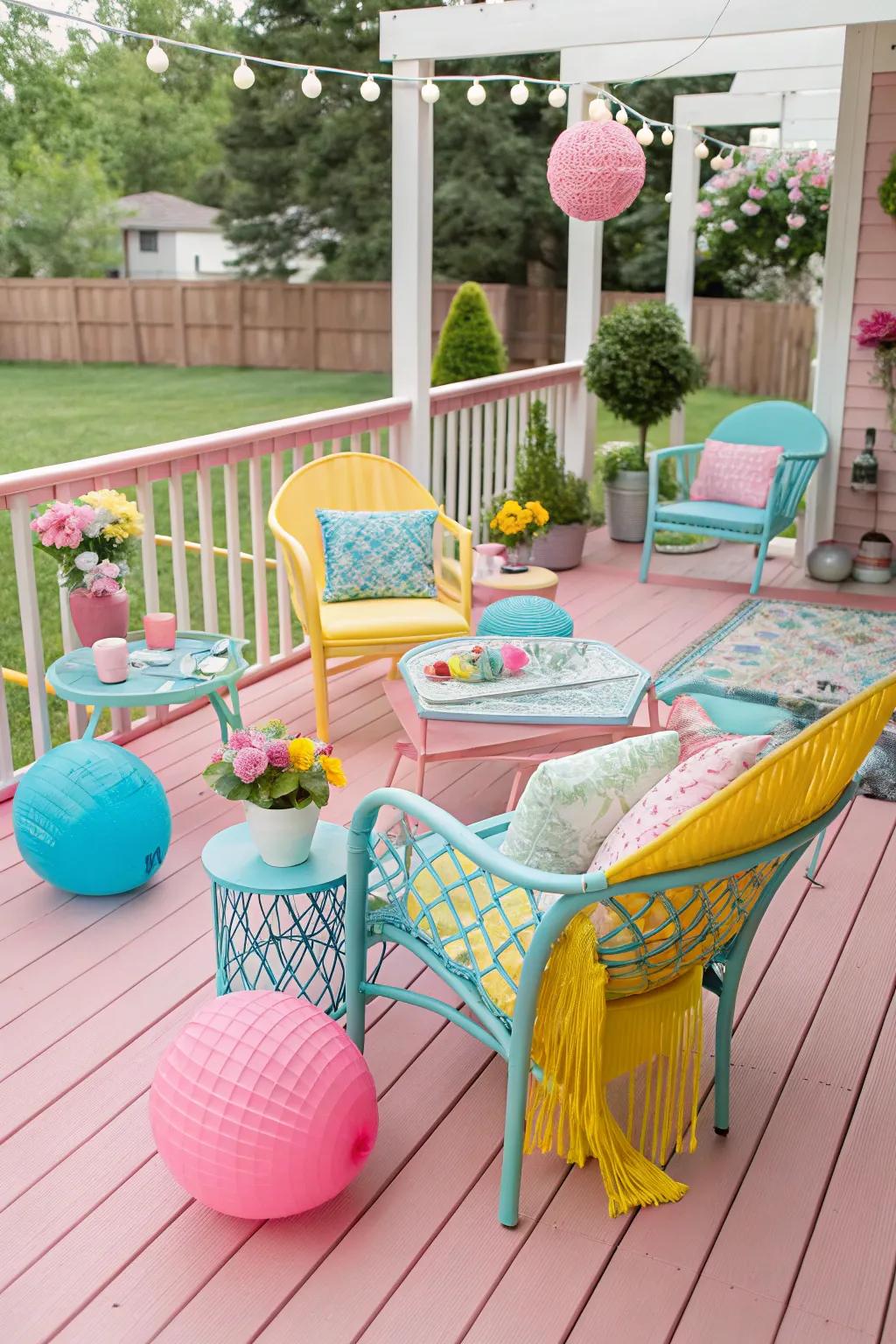 Pastel tints extend a playful deviation to conventional deck designs.