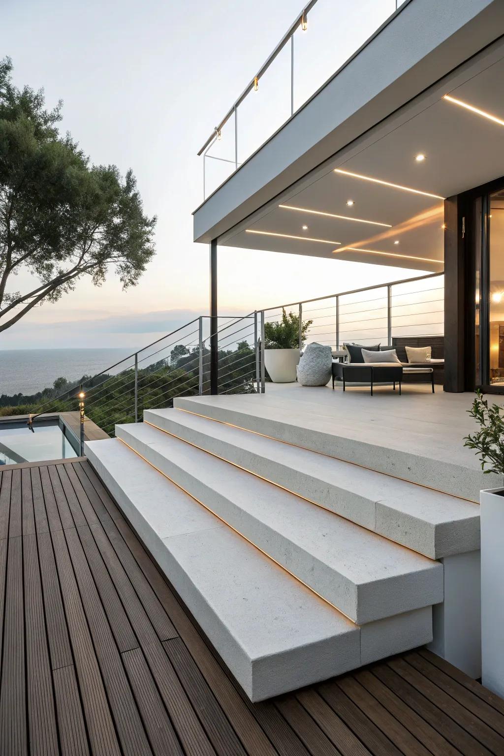 Floating steps introduce a hint of modern sophistication
