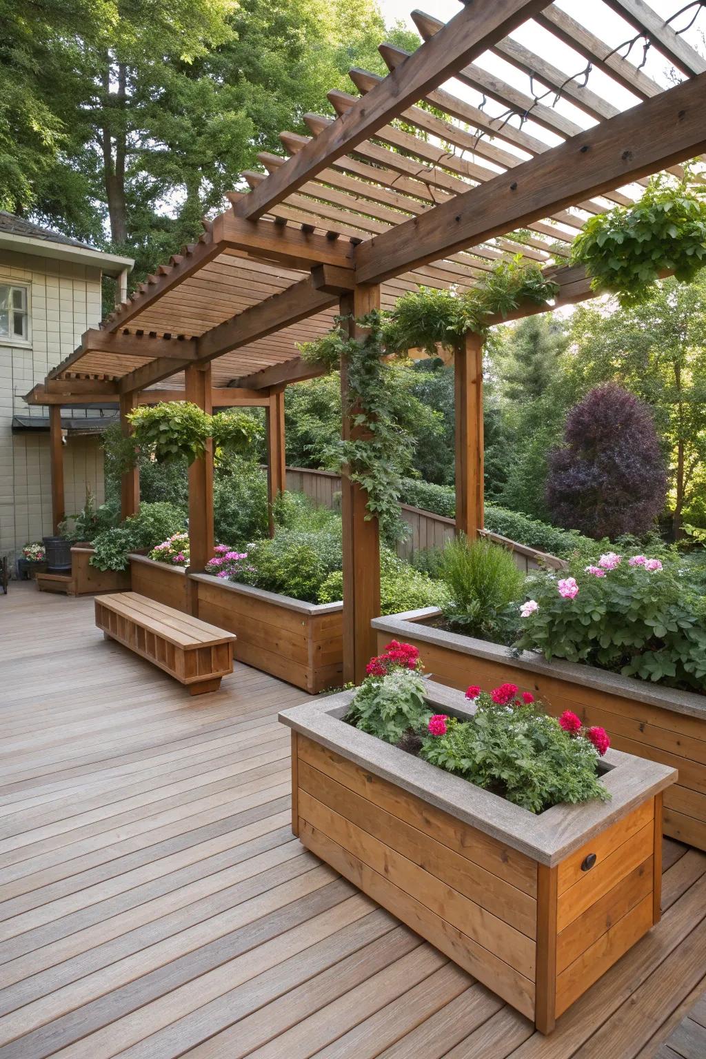A pergola providing shade and style.