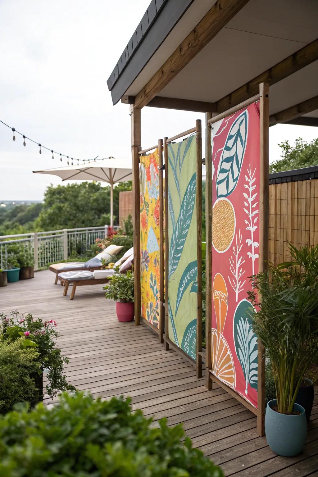 Bring color and privacy with canvas panels.