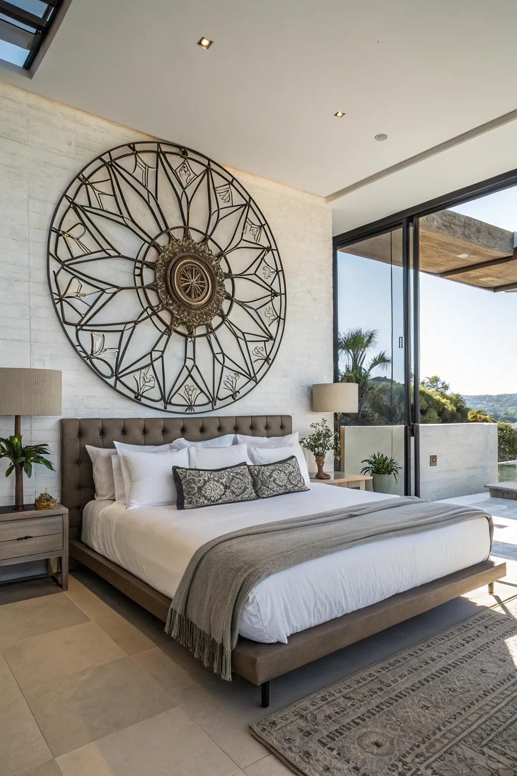 A statement piece serves as a bold and striking focal point in your bedroom.