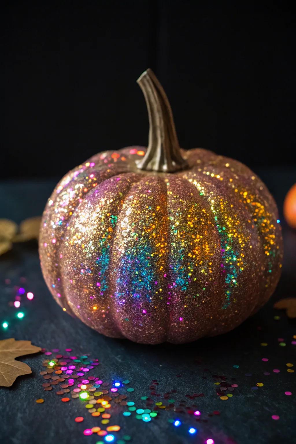 Incorporate radiance into your space with a reflective pumpkin.