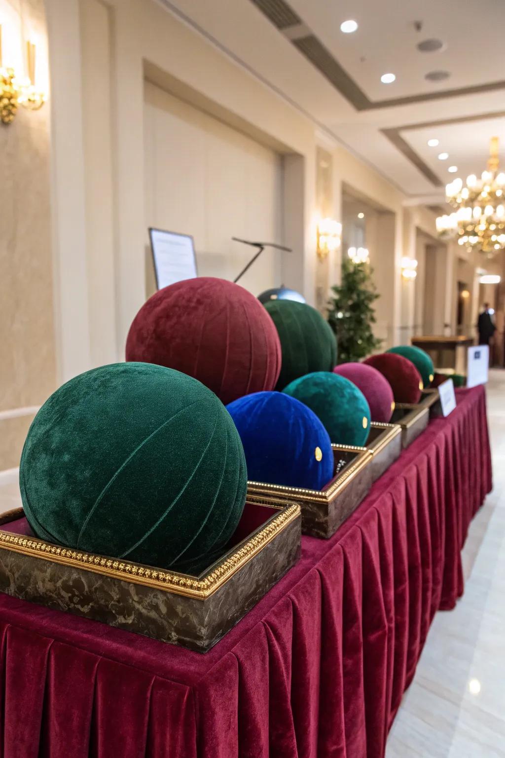 Velvet-enclosed orbs incorporating a luxurious hint