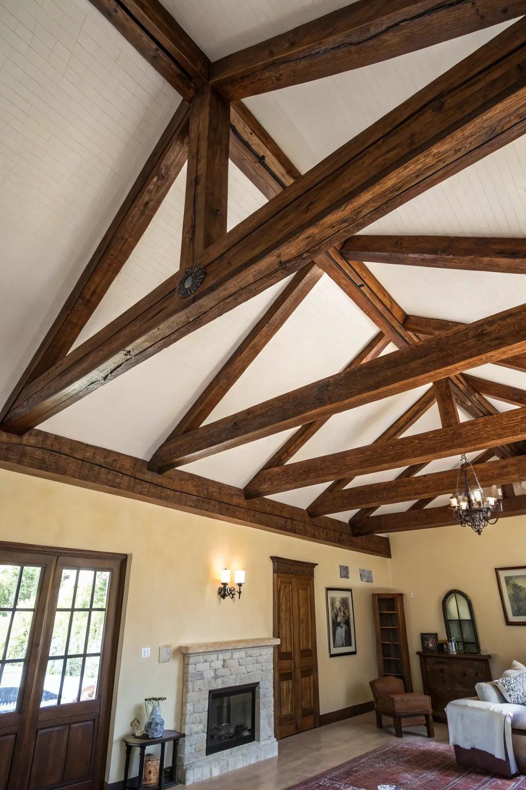 Painted beams craft a striking contrast and introduce visual intrigue.