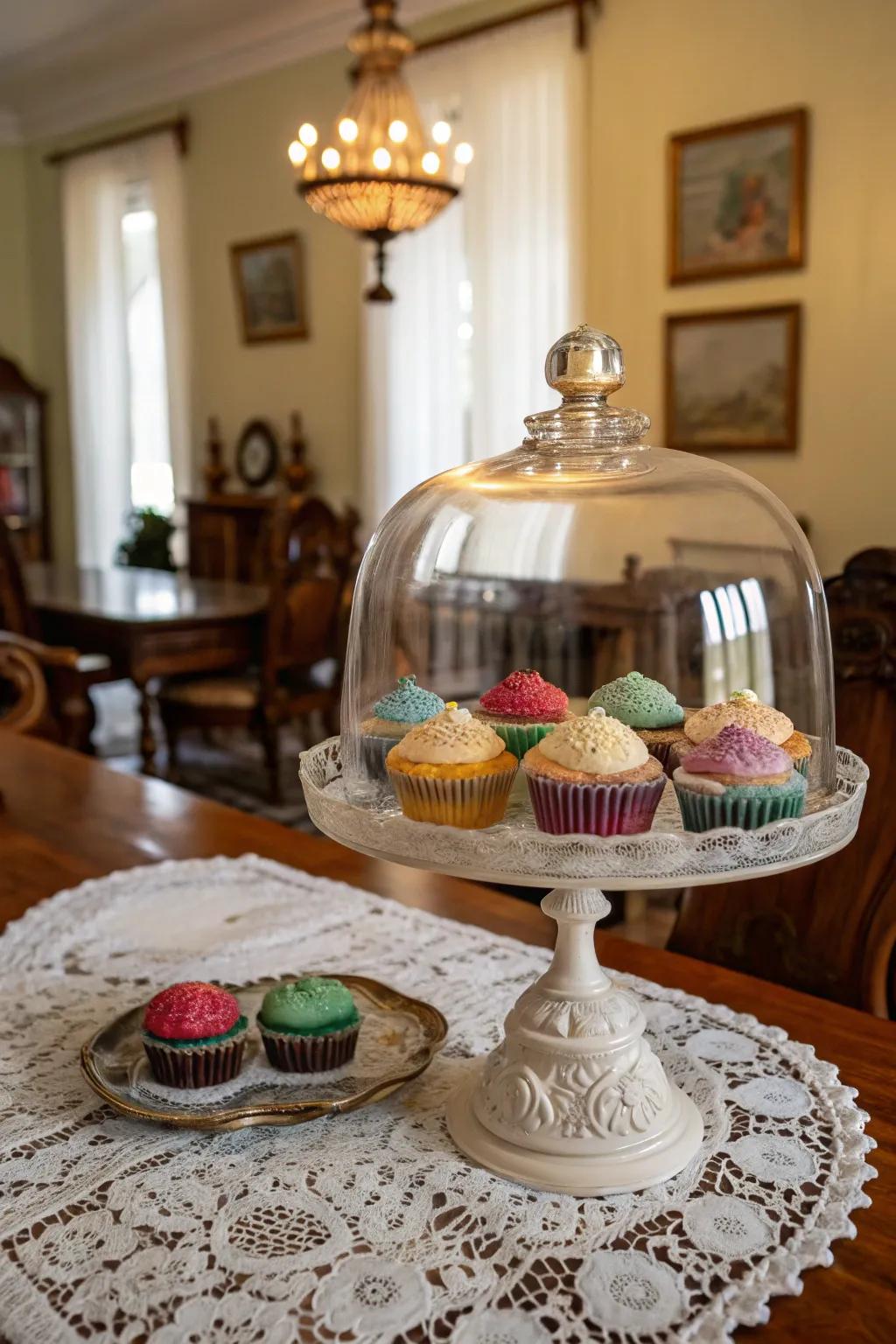 Antique cake covers that add nostalgic charm.