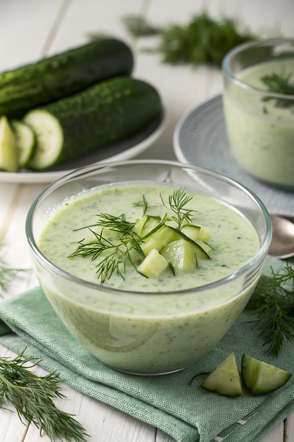 Cool down with a bowl of chilled cucumber soup.
