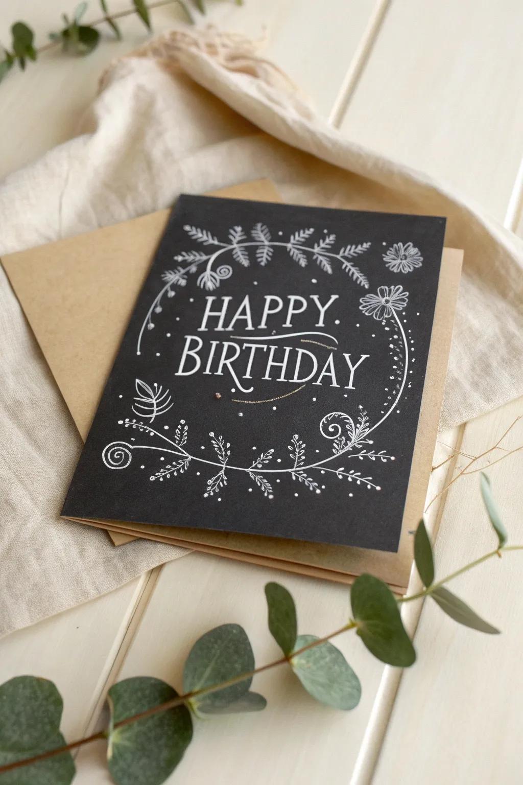 Chalkboard Aesthetics: A hint of vintage sophistication for your birthday wishes.