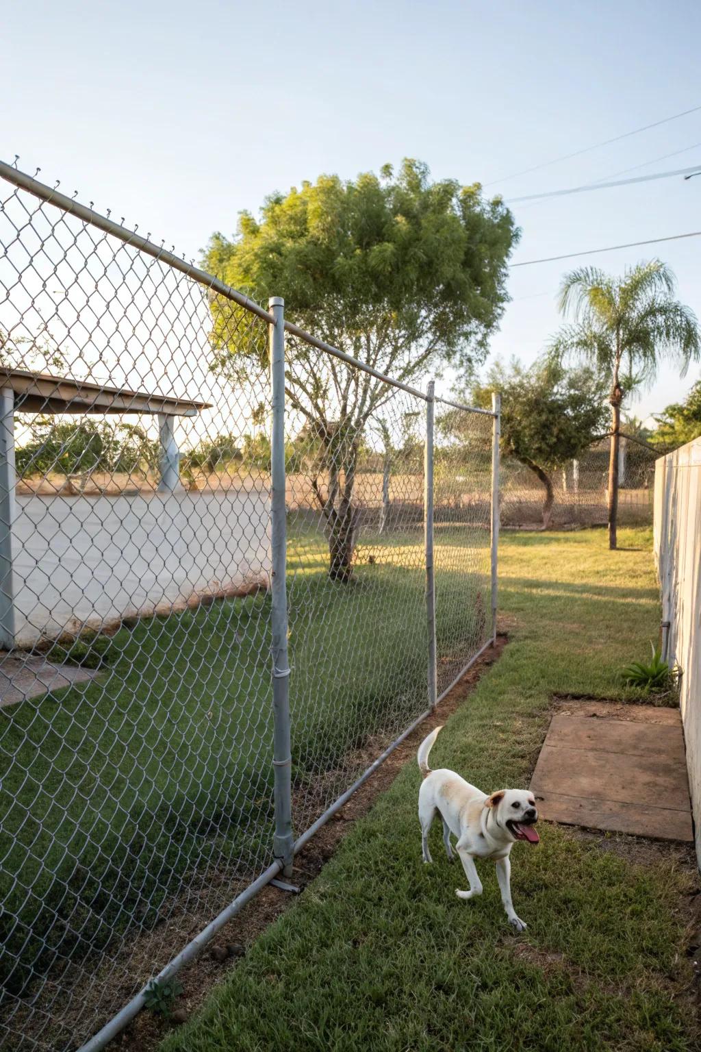 An uncomplicated chain-link fence delivering practicality and security.