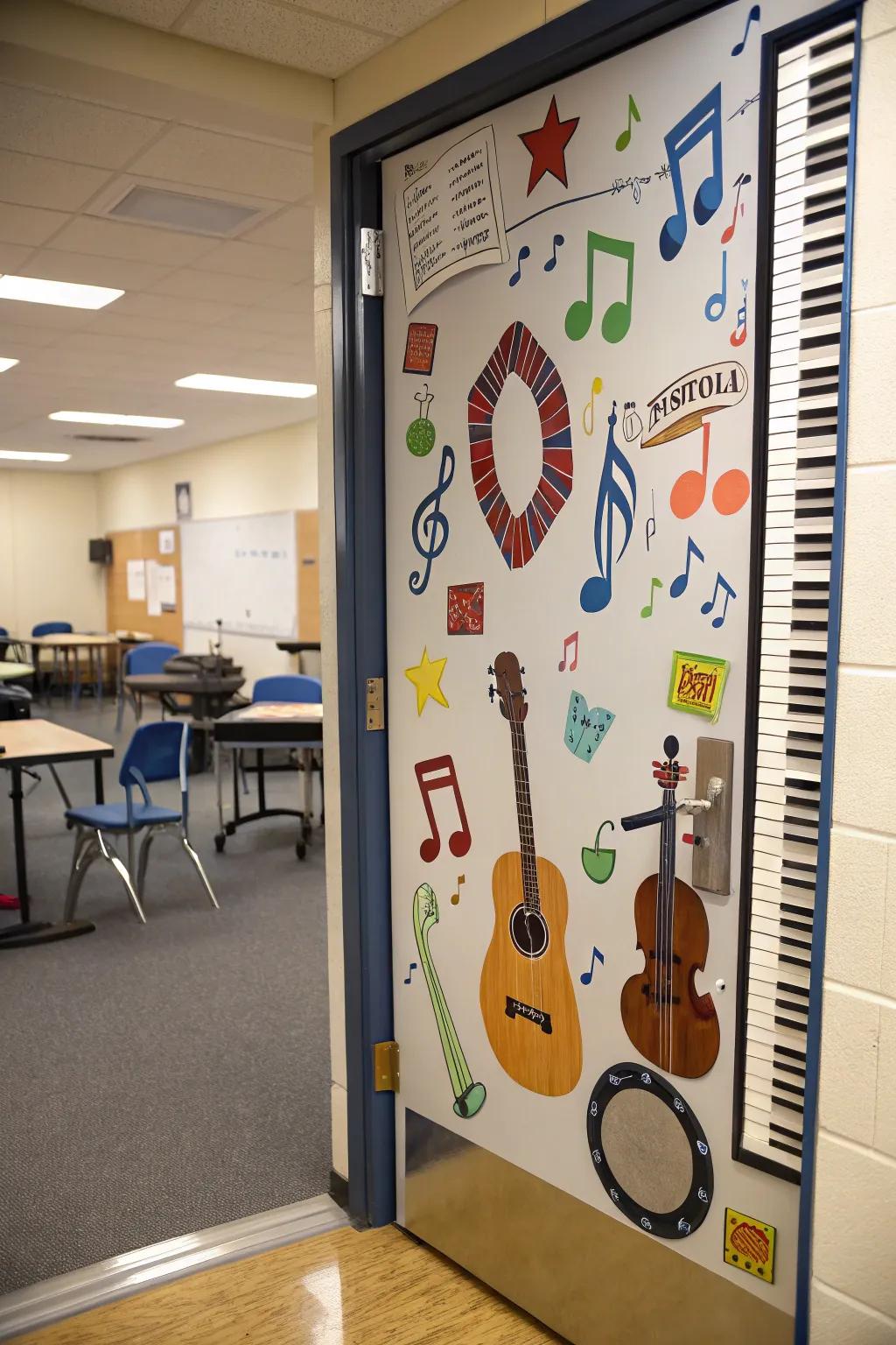 A music-themed door that strikes a chord with students.