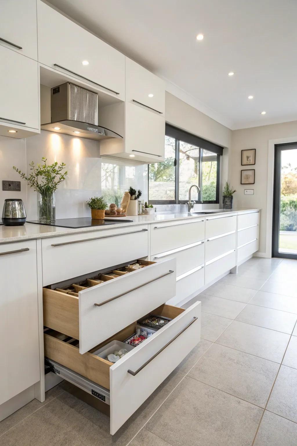 Hanging drawers offer a contemporary and stylish touch