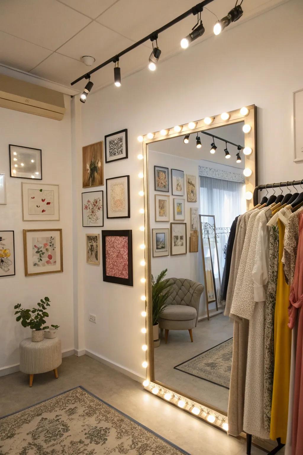 An art wall adds depth and personal style.