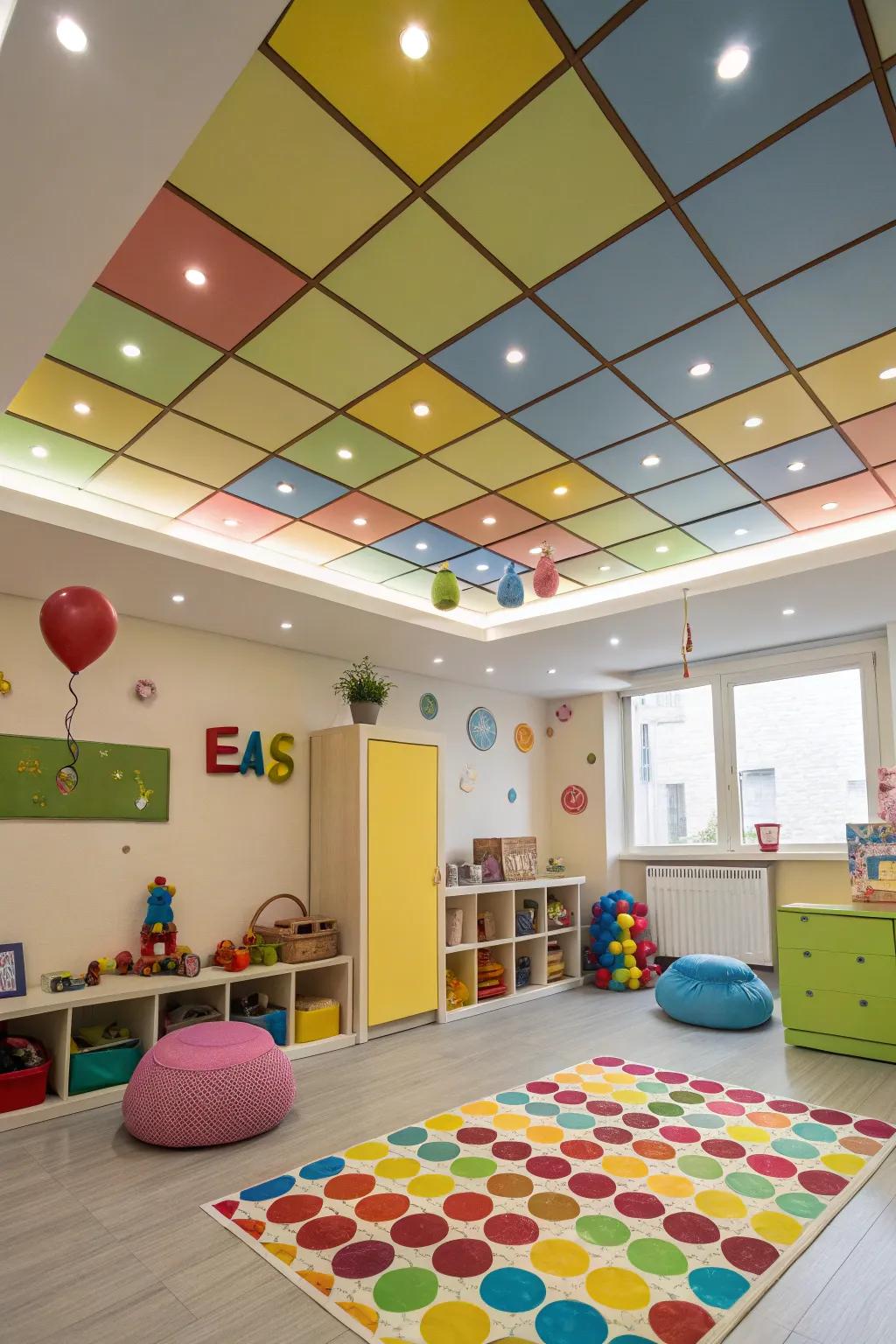 Add vibrancy through vivid ceiling details.