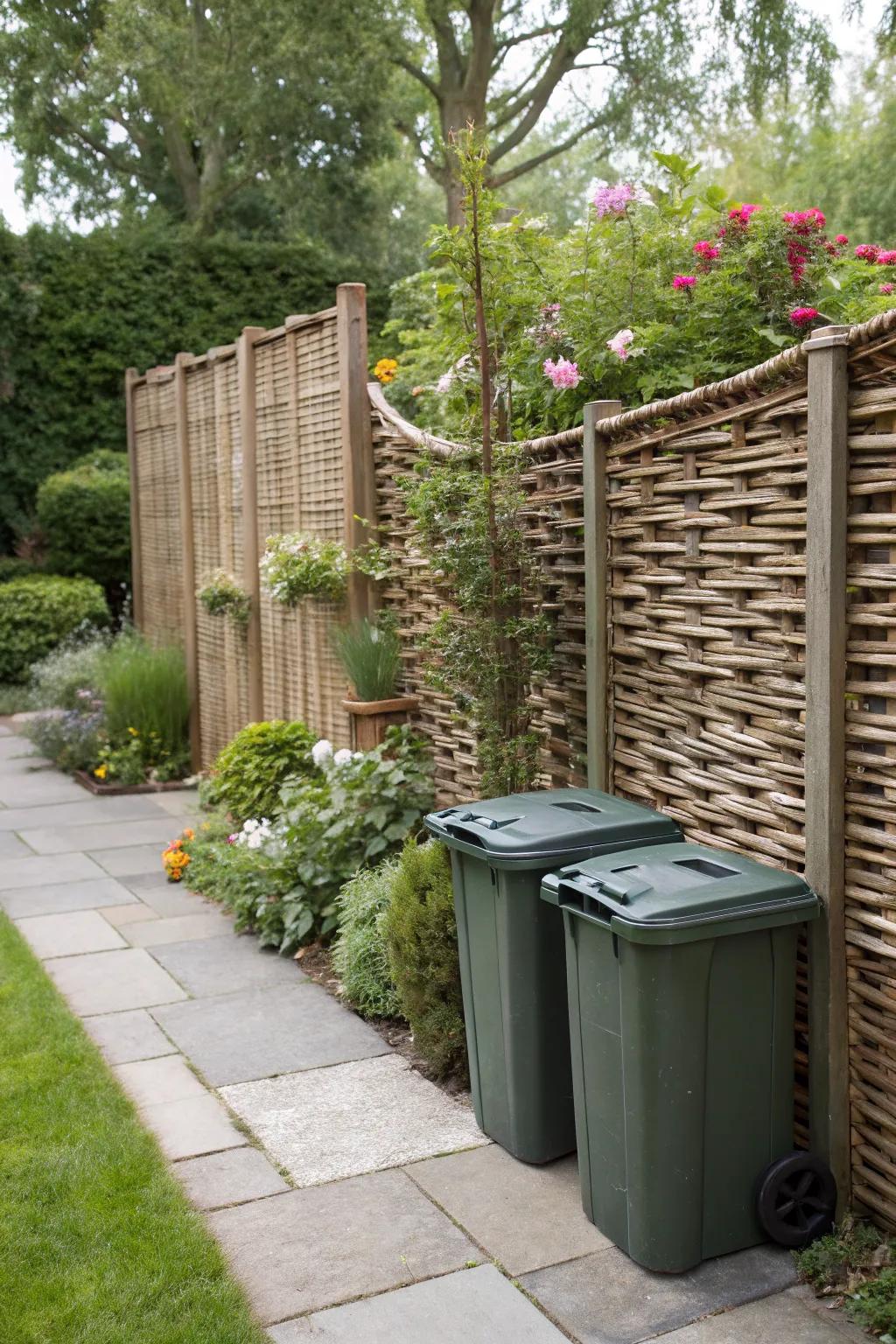 Reed paneling offers a natural and adaptable container covering solution.