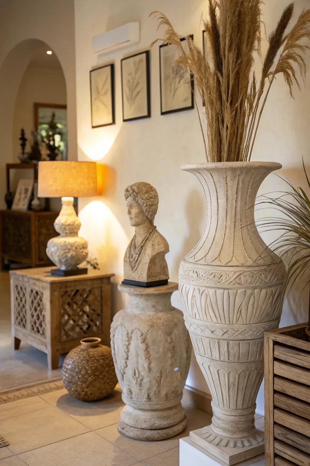 A room featuring unrefined stone accents that add elegance.