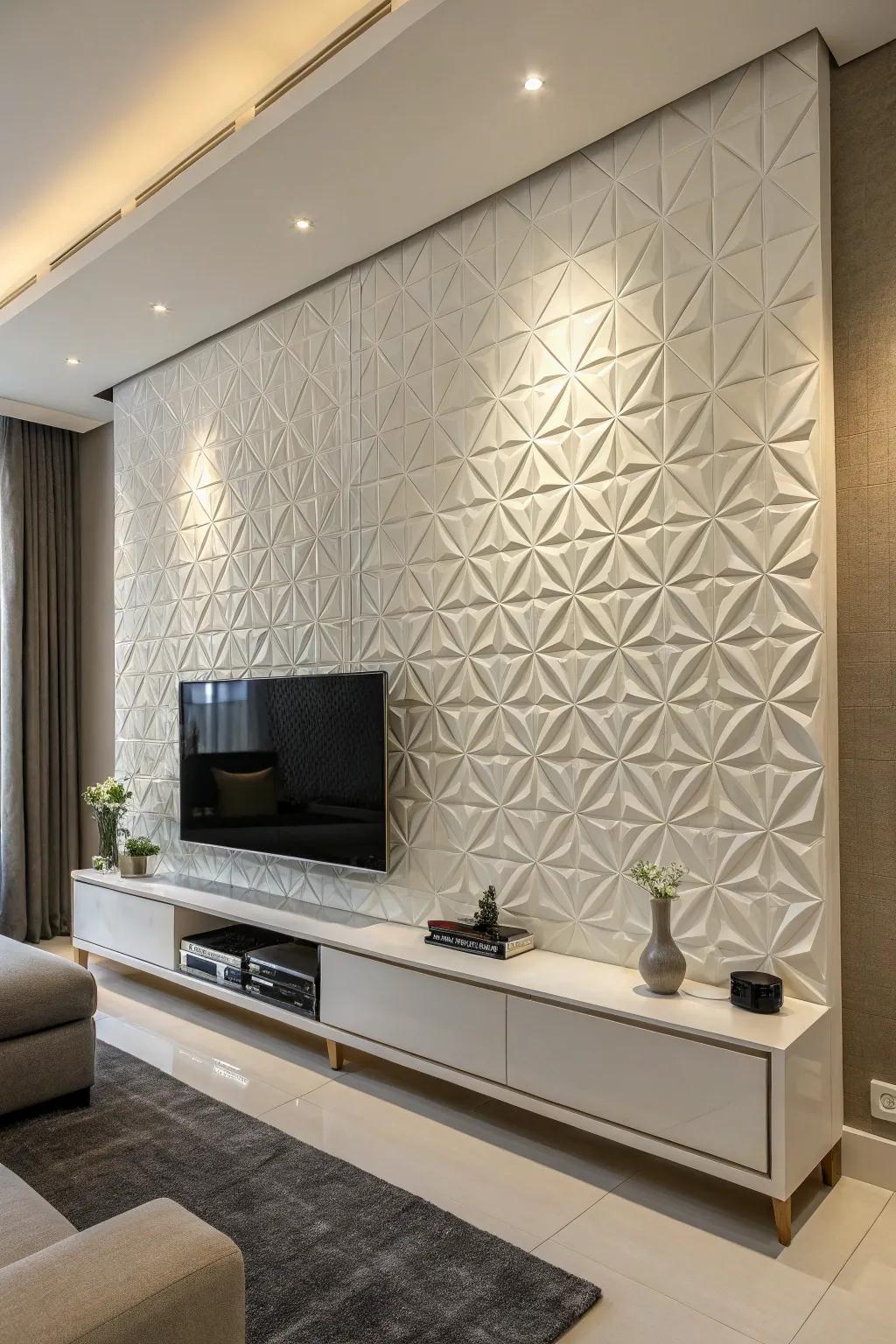 Elevated rhombus patterns add a unique texture and dimension.