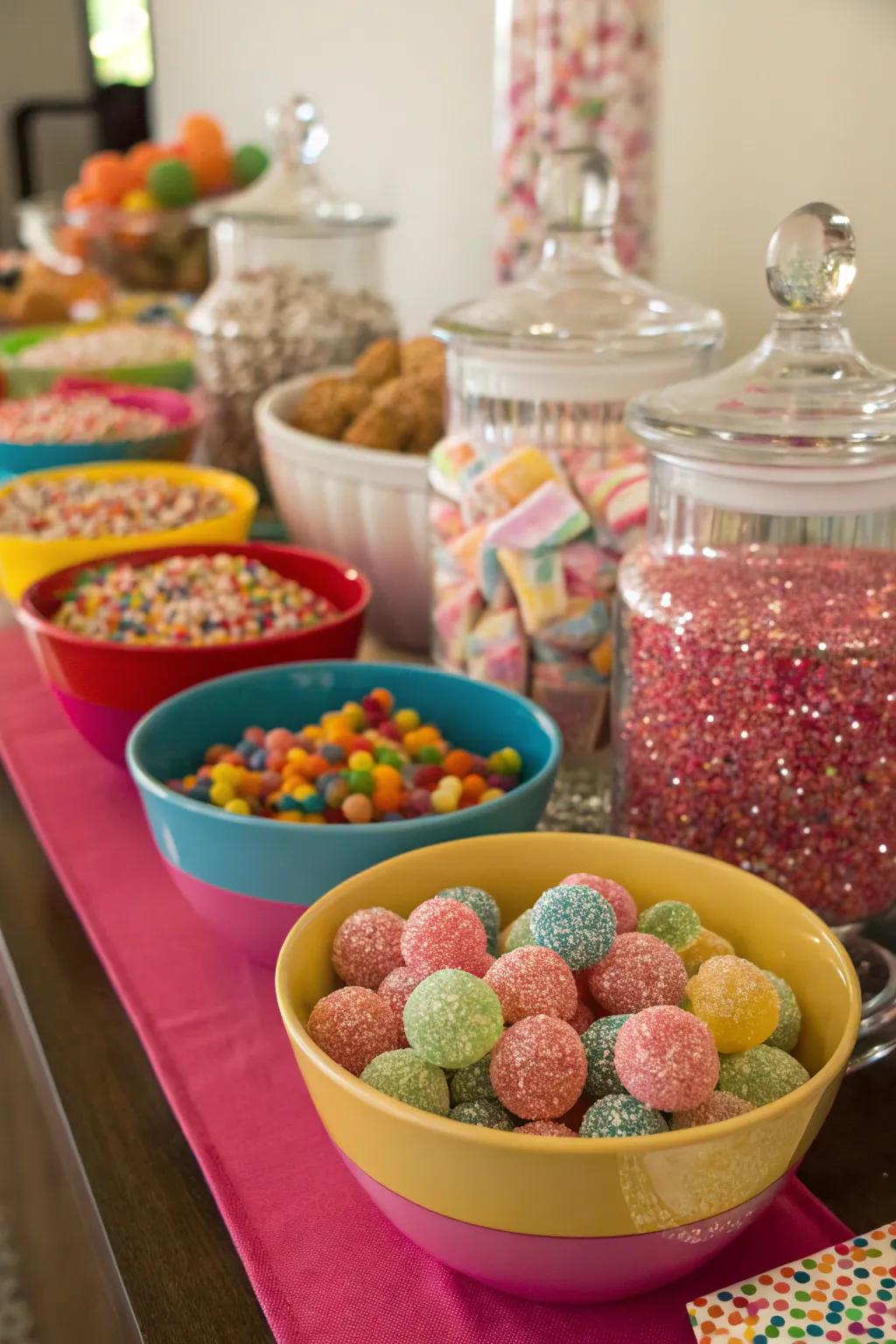 Edible shimmer adding sparkle to the sweet display.