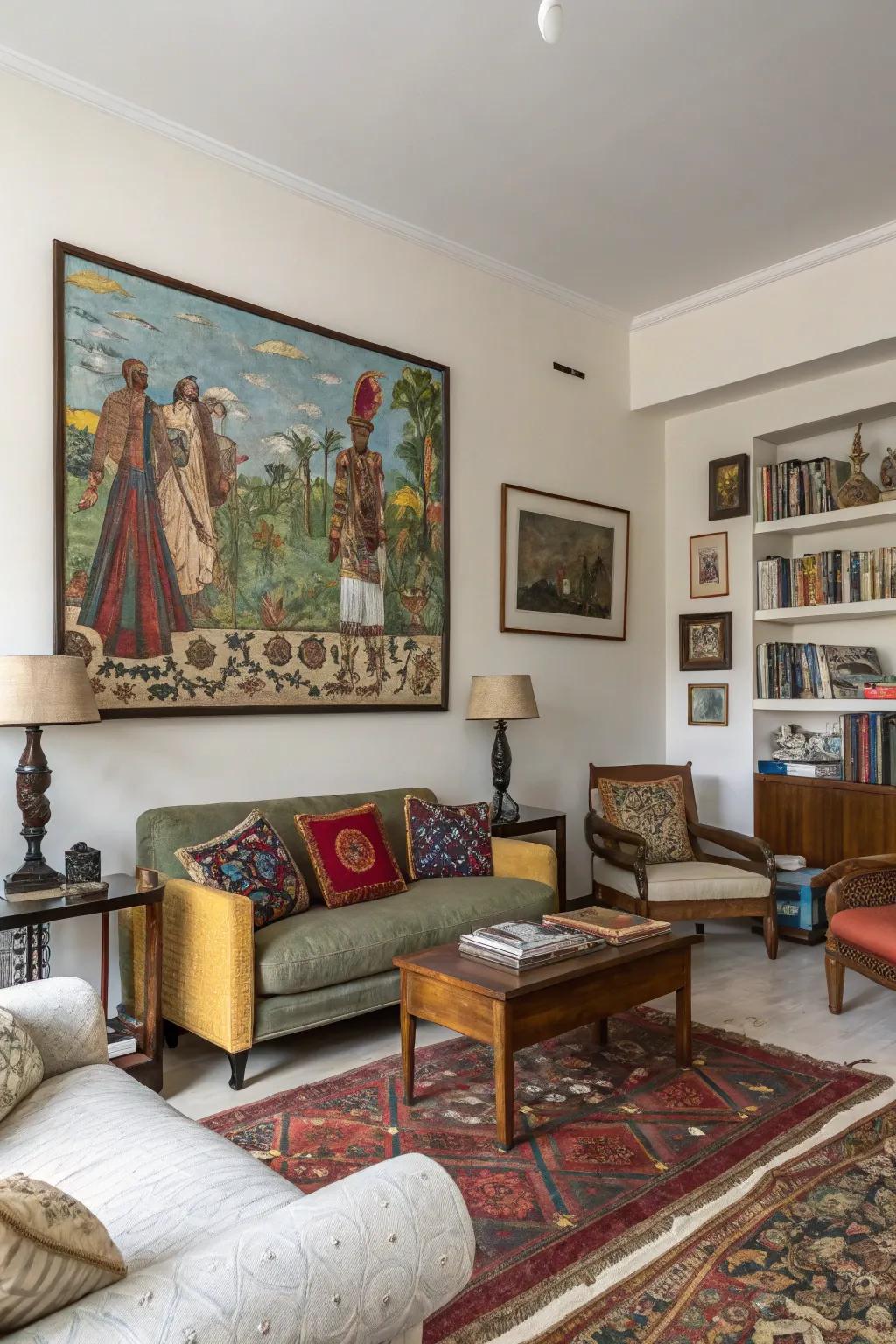 Cultural amalgamation in art imparts a cosmopolitan touch to your decor.