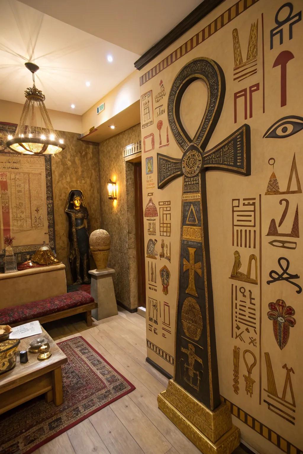 Ankh-centered decorations add themes of prosperity and life.