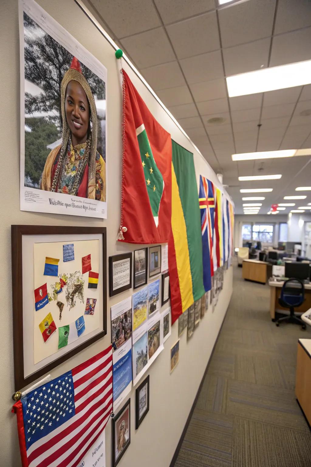 A display celebrating the rich cultures of employees.