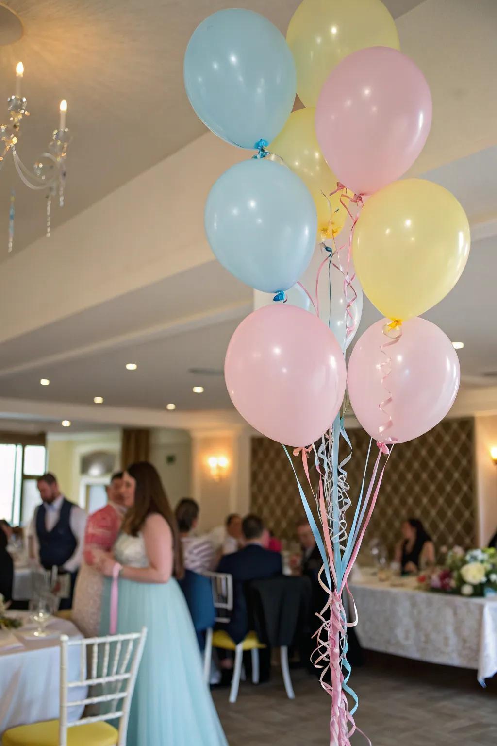 A playful balloon decoration adds a whimsical detail.