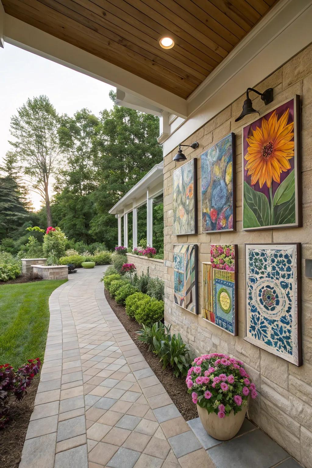 Add personality with an exterior art showcase on your patio wall.
