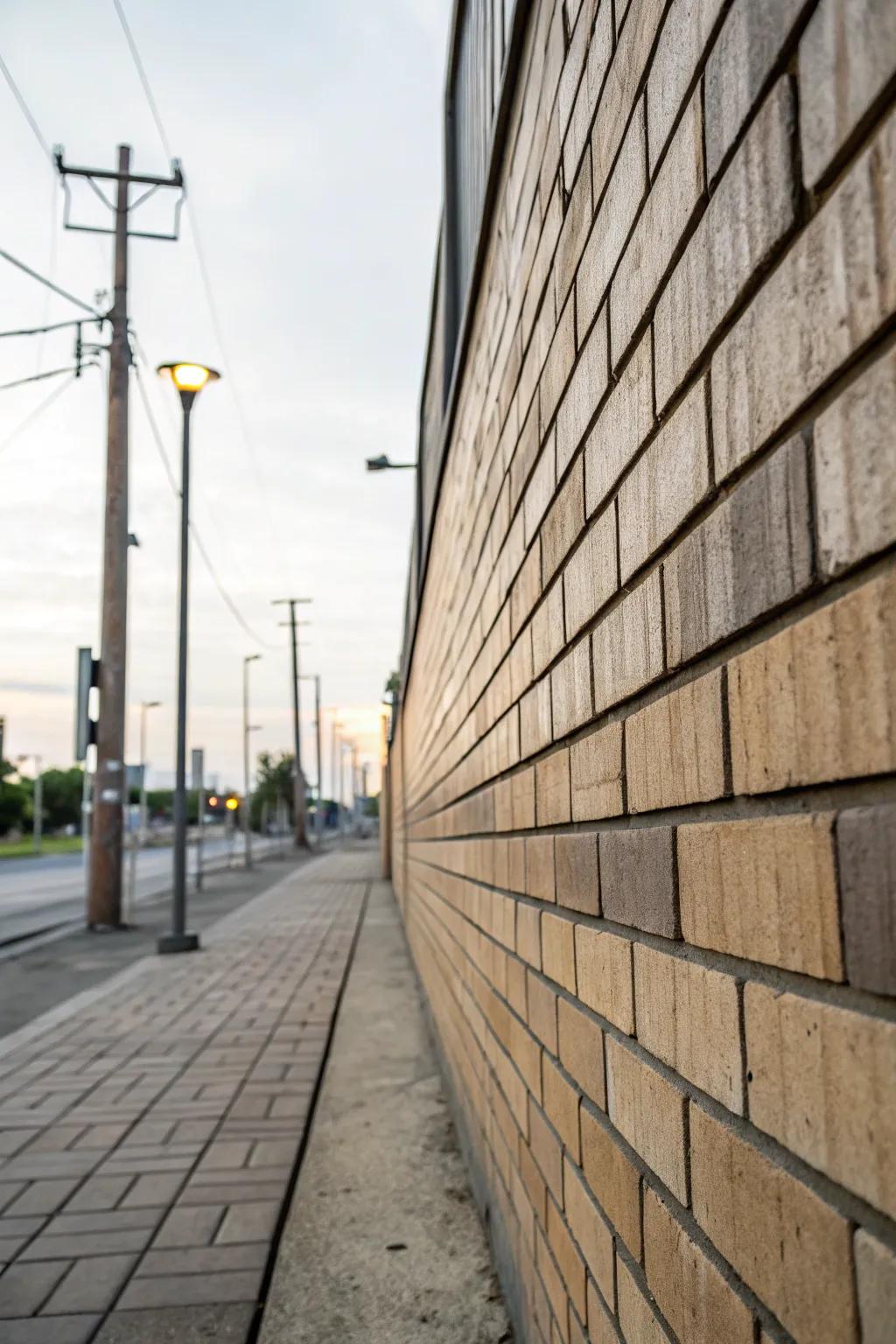 Brick-look cladding provides industrial charm.
