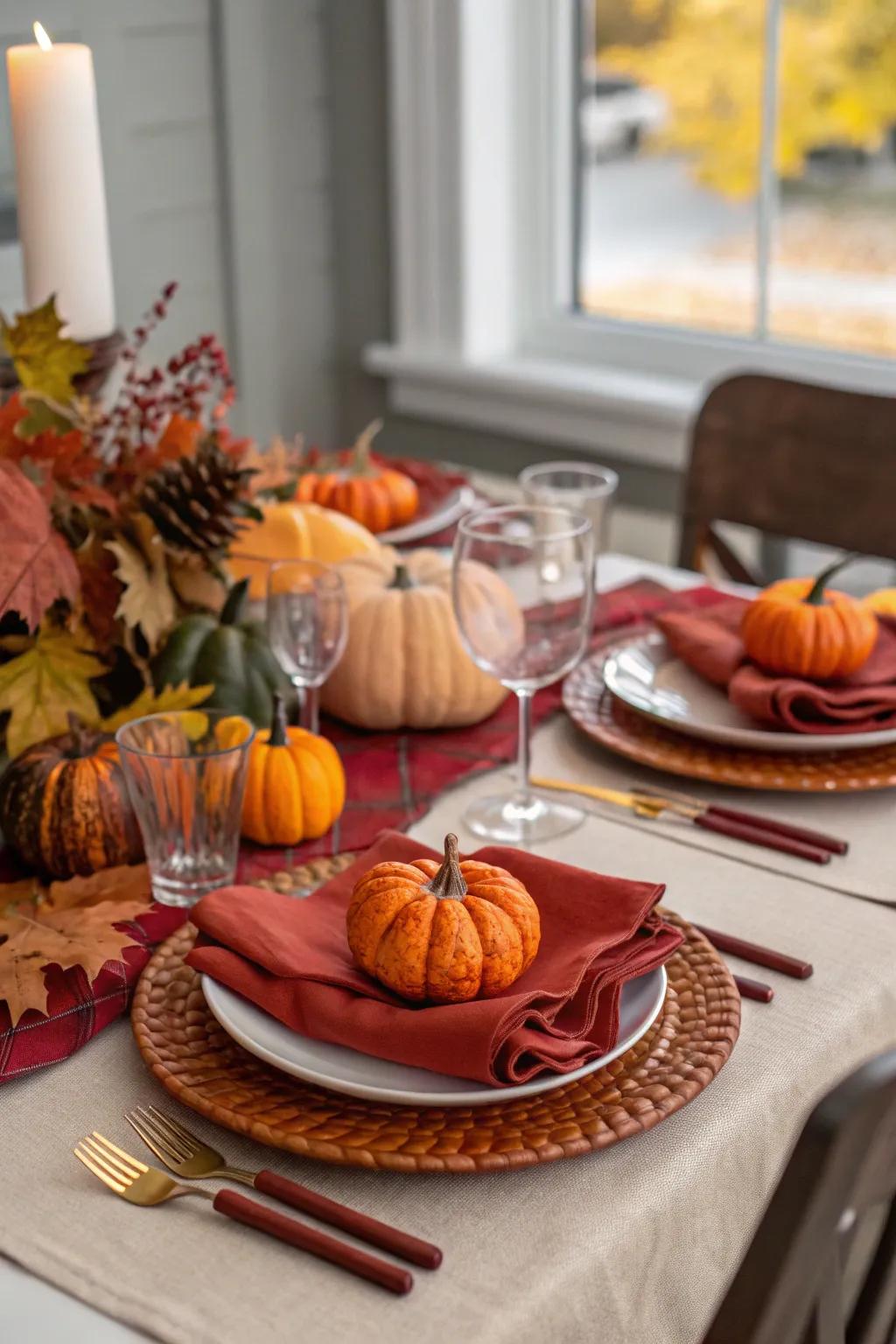 A thematic hue arrangement conjures the essence of fall beautifully.