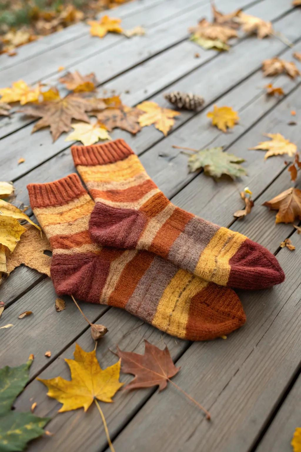 Warm wool socks will keep your feet cozy during fall.