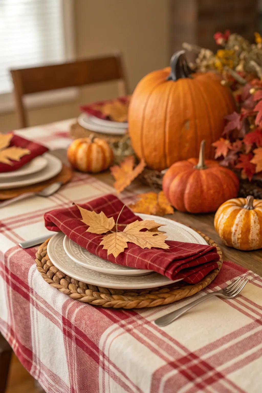 Plaid patterns add a timeless and cozy feel to fall decor.