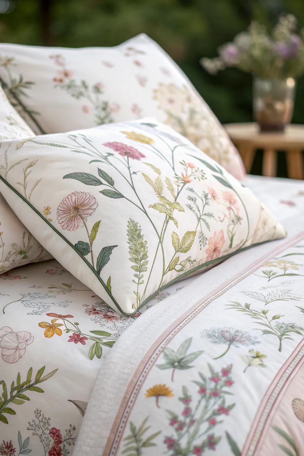 Botanical prints add a refreshing hint of nature.