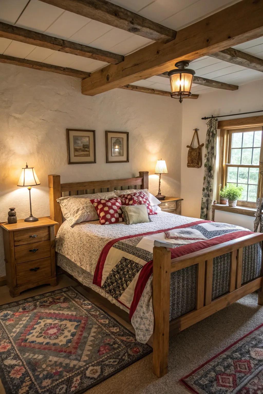 Dim lighting enhances the room's cozy ambiance.