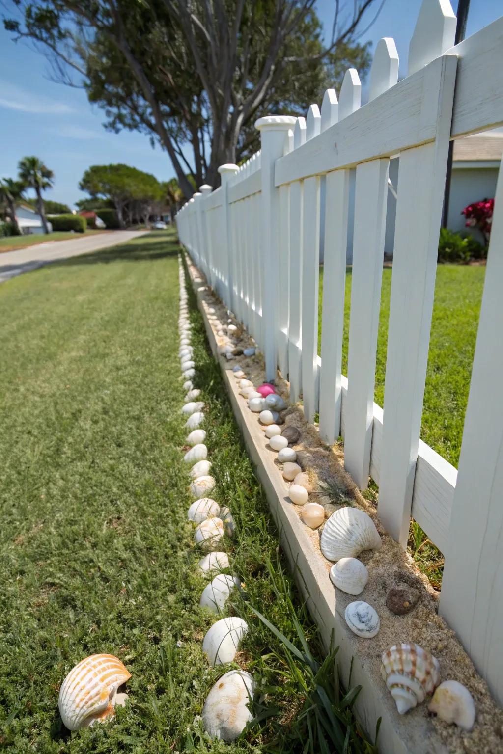 Seashell edging adds a playful and coastal accent to your fence.