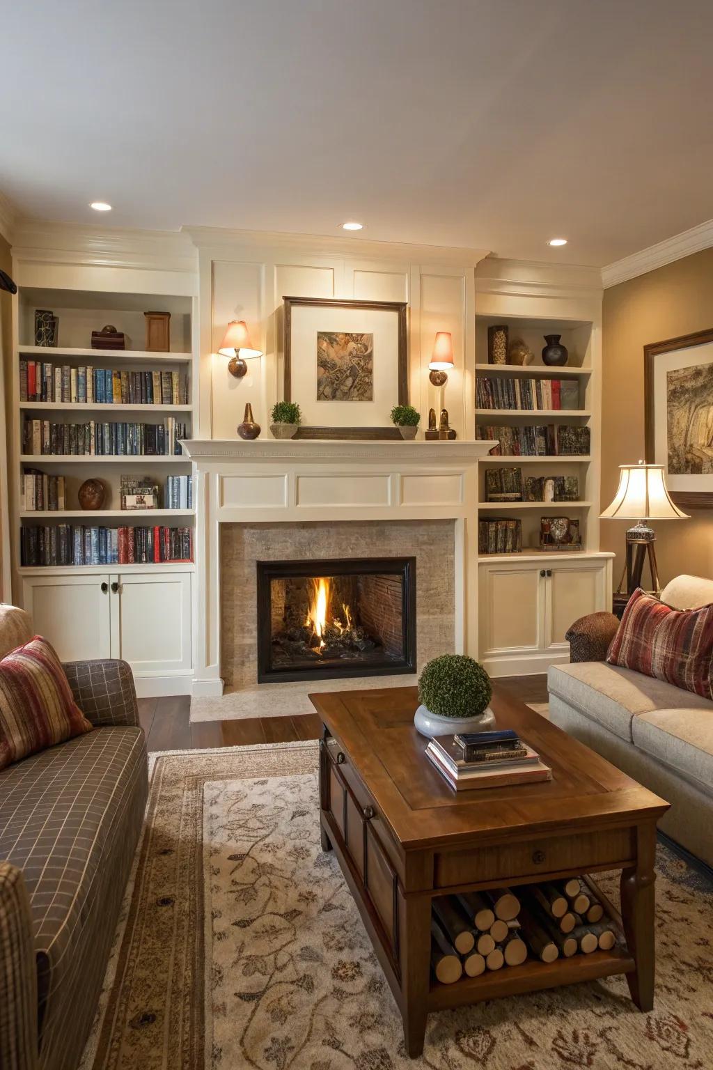Built-in shelving incorporates functionality and design.