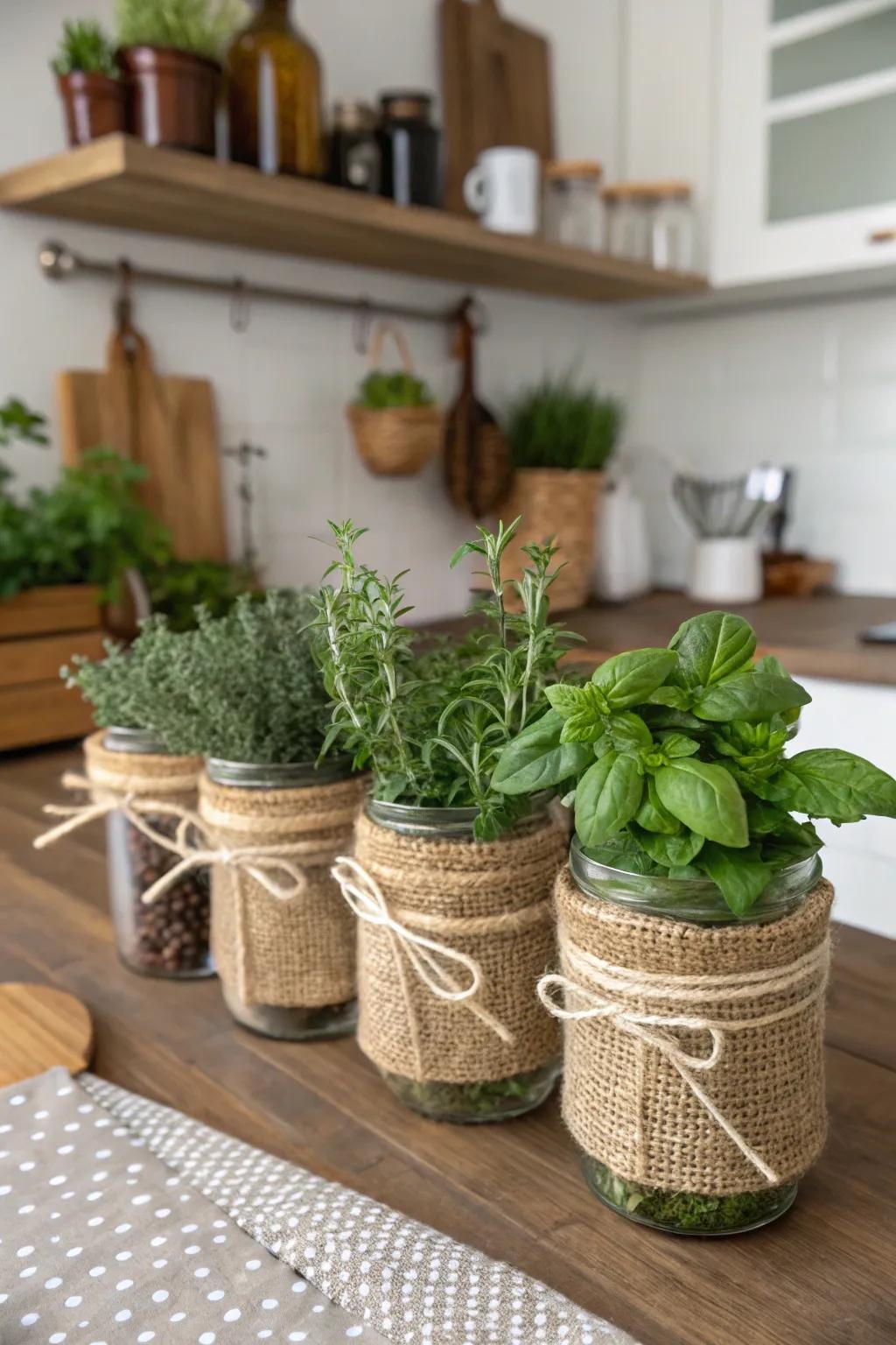 Hessian and twine add warmth and texture to decor.