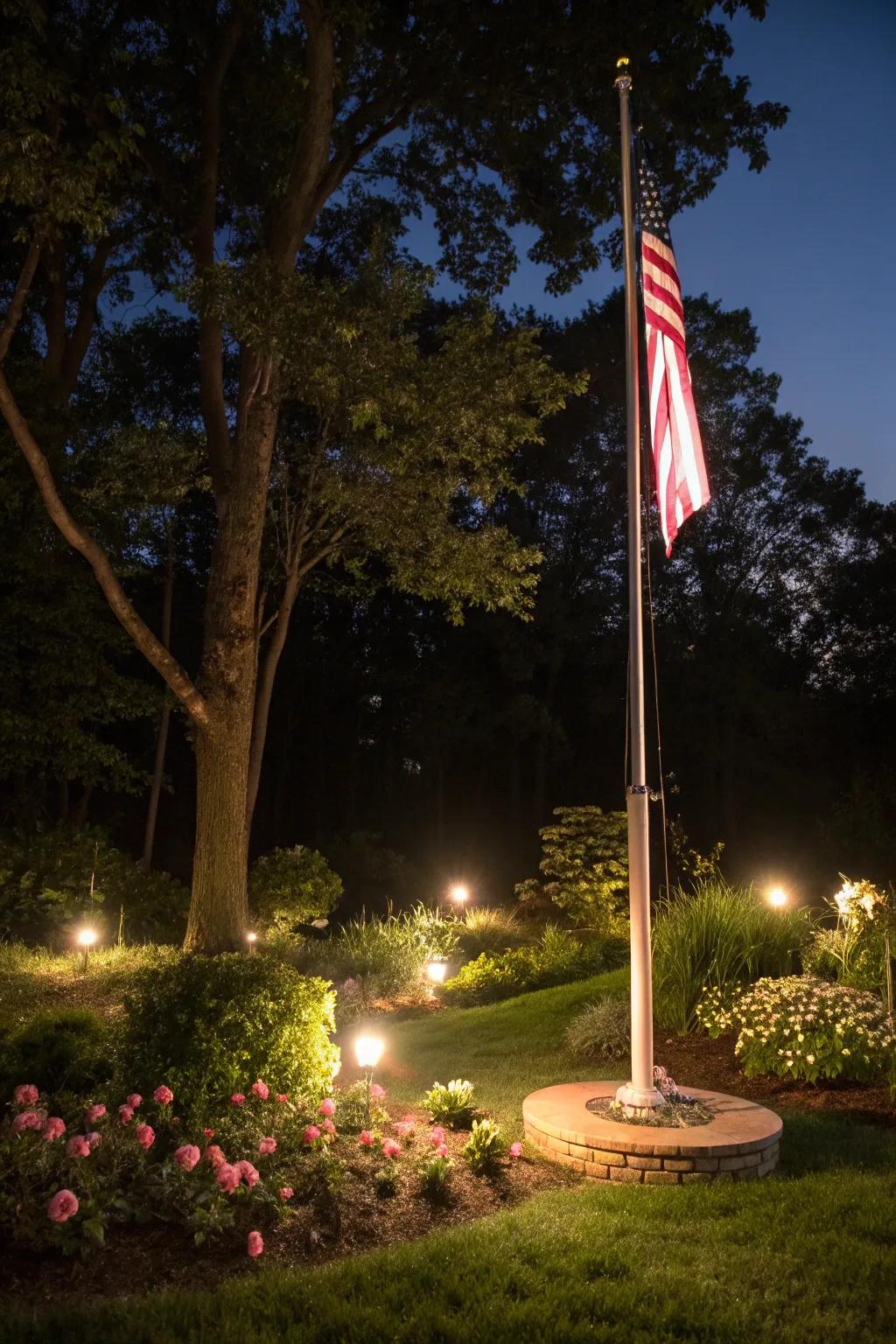 Illumination spotlights your flagpole beautifully during the night.