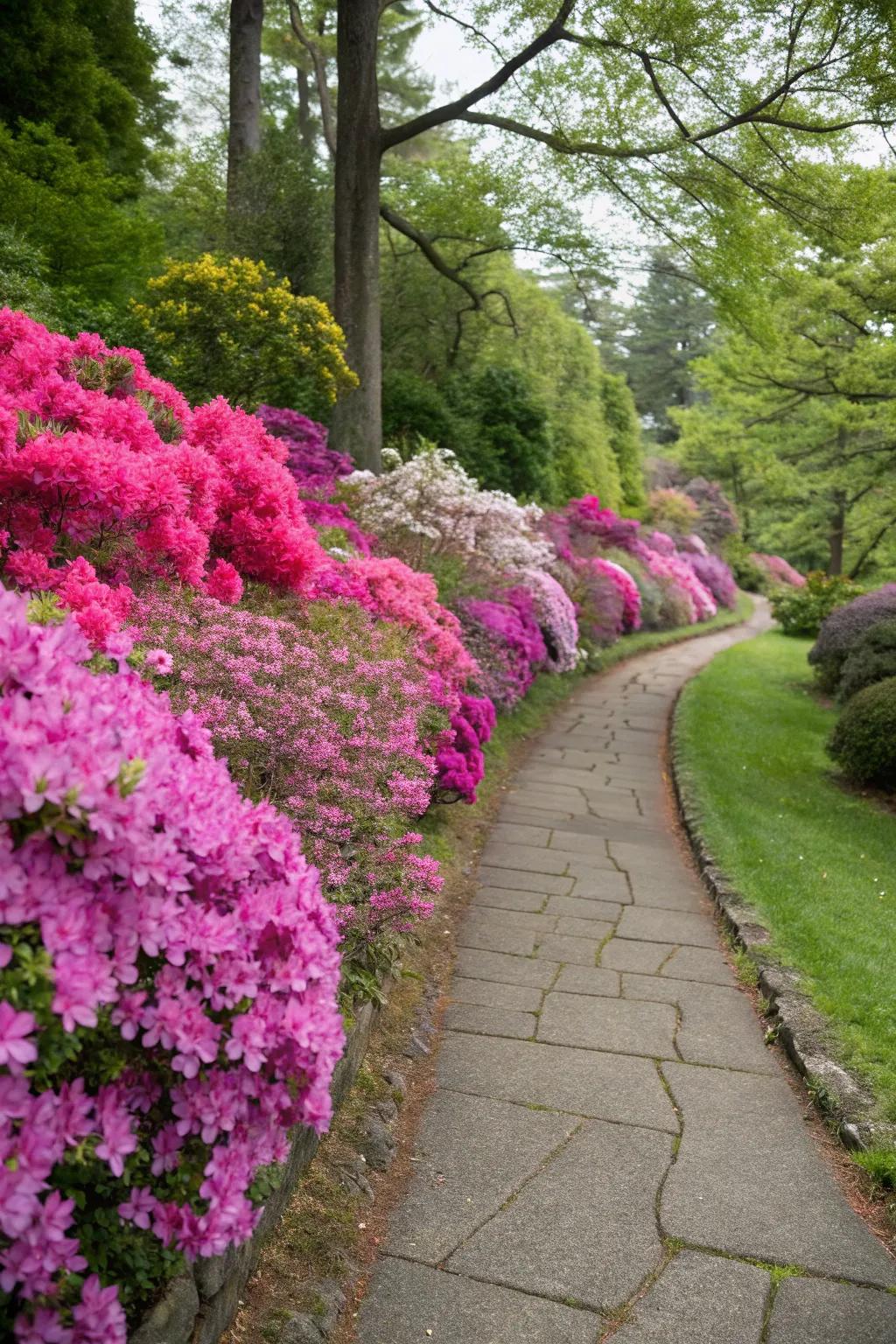 Demarcate your garden areas with azalea-lined boundaries.